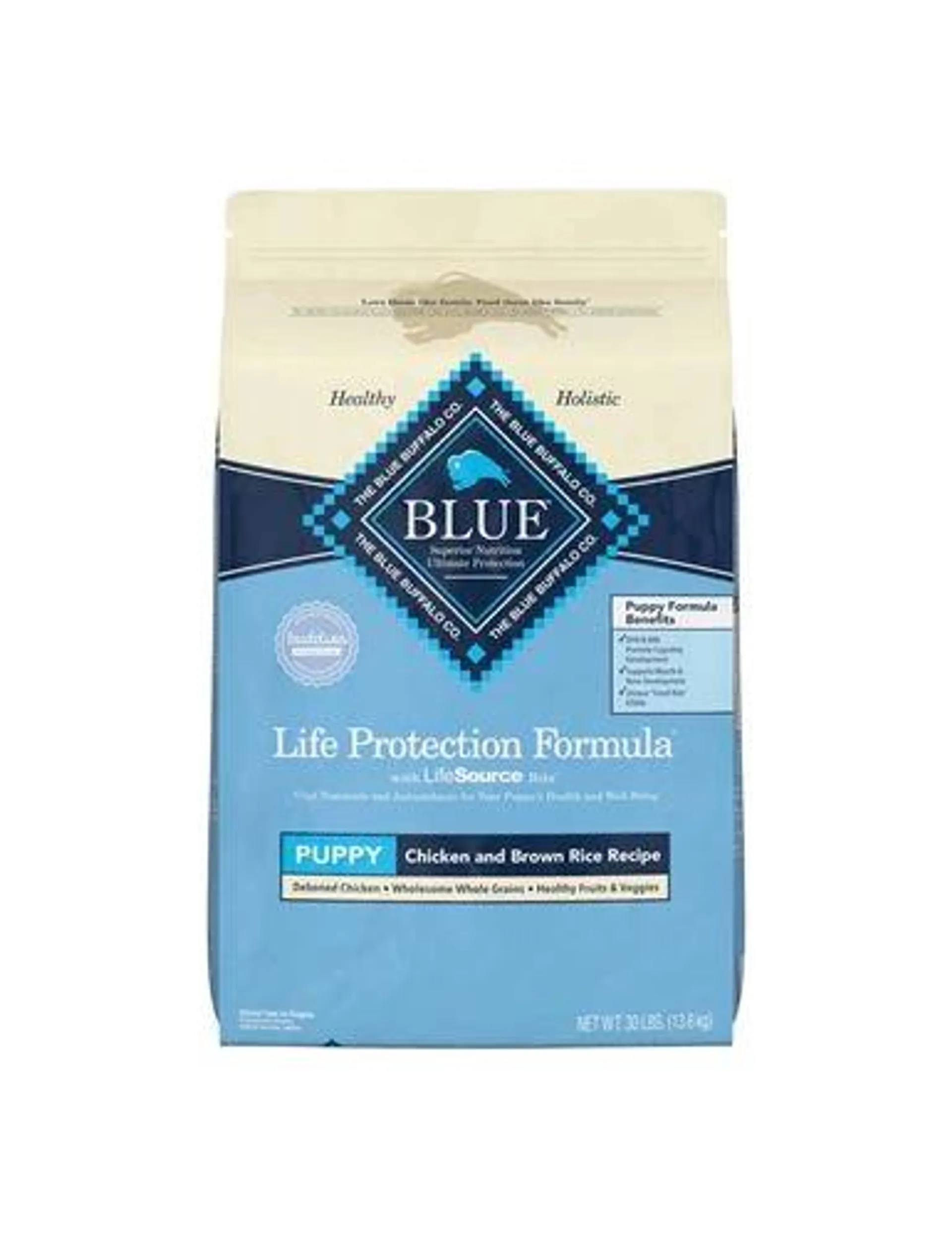 Blue Buffalo Life Protection Formula Natural Puppy Dry Dog Food, Chicken and Brown Rice, 30 Pounds