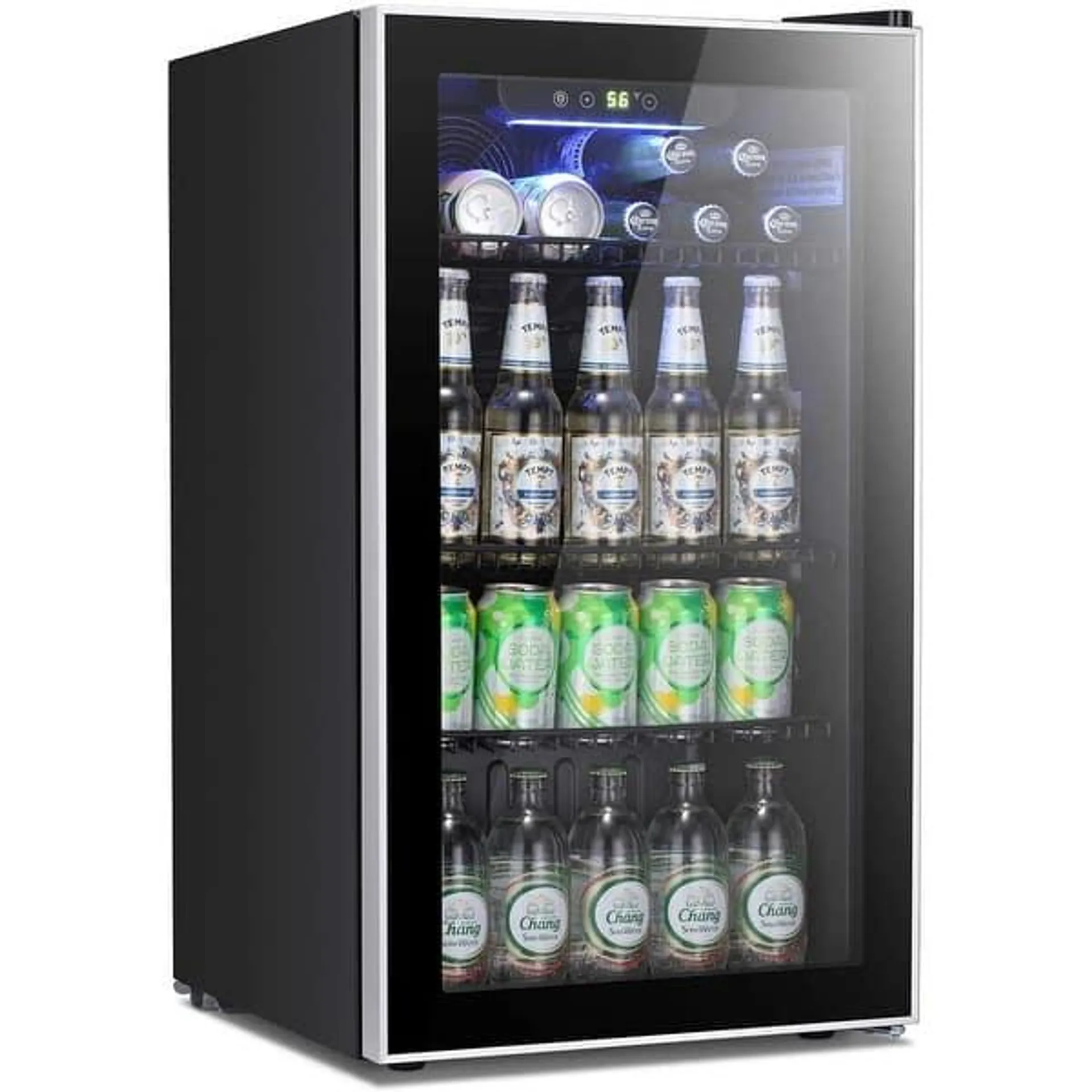 Beverage Refrigerator Cooler - 120 Can Mini Fridge Glass Door