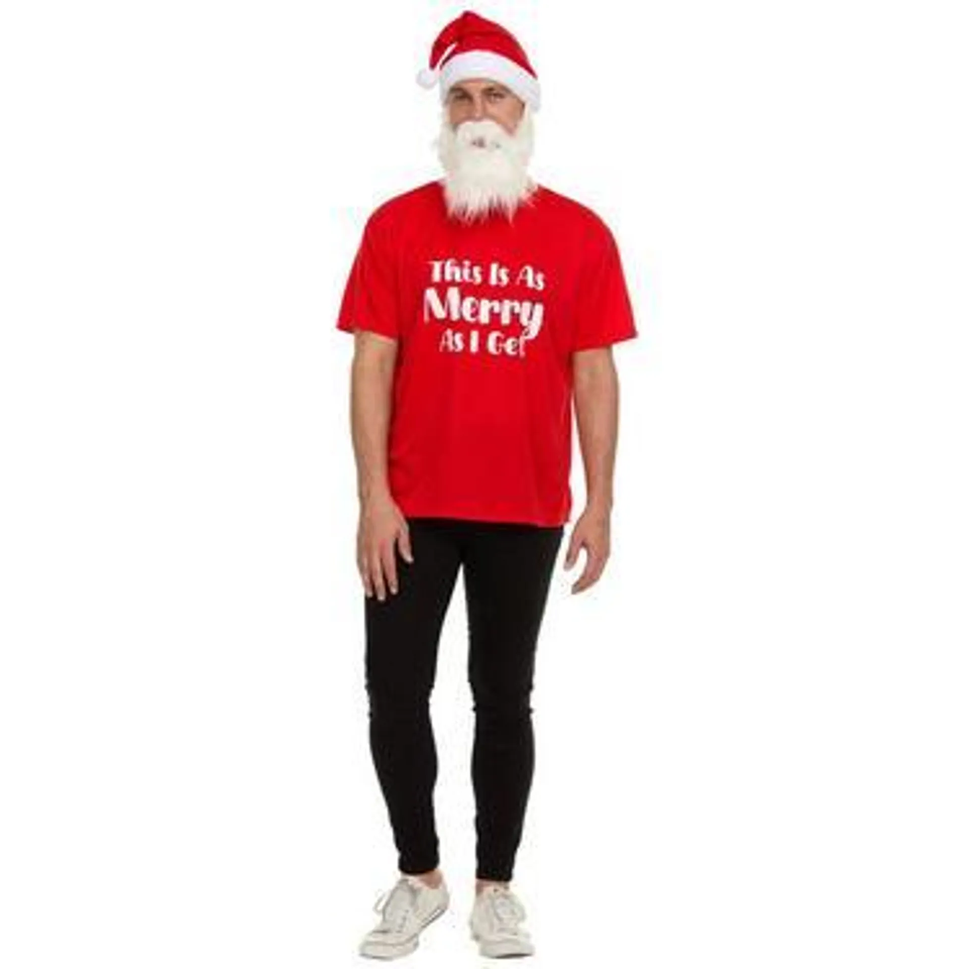 Adult Santa Claus T-shirt & Mask Costume Accessory Kit