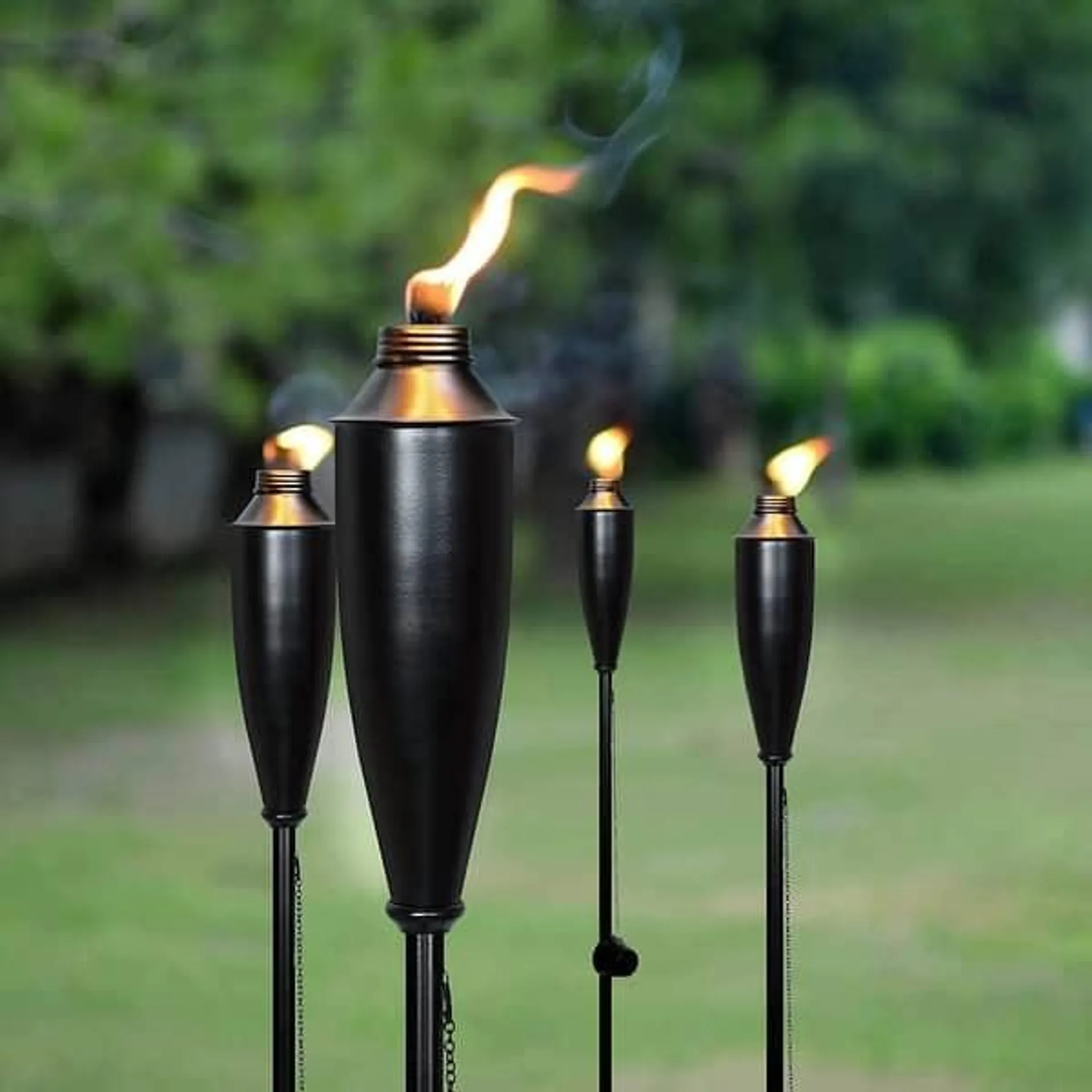 Deco Home Set of 4 Garden Tiki Torch Citronella Metal Outdoor Torch - 60inch