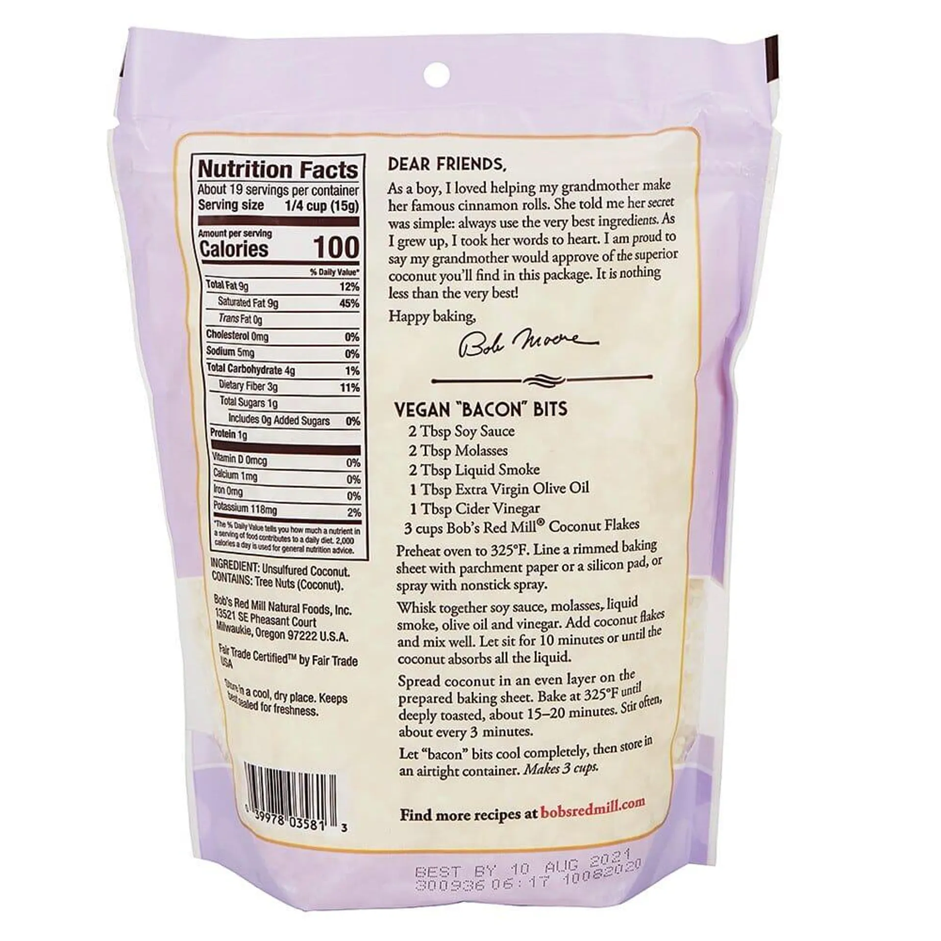 Bob’s Red Mill Unsweetened Coconut Flakes, 10 oz