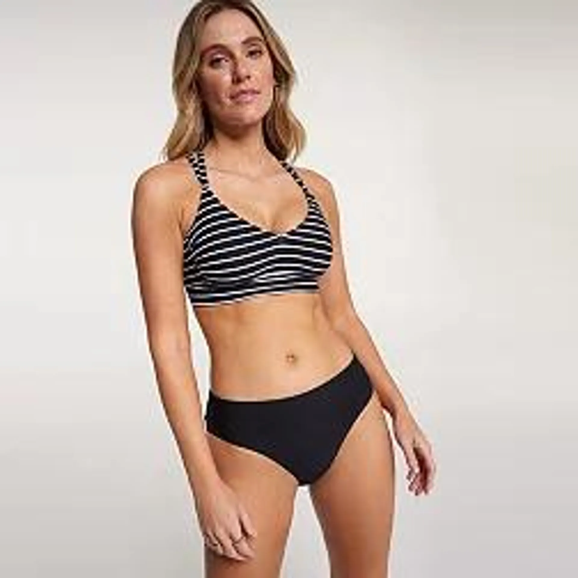 CALIA Women's Strappy Back Ruched Medium Support Bikini Swim Top