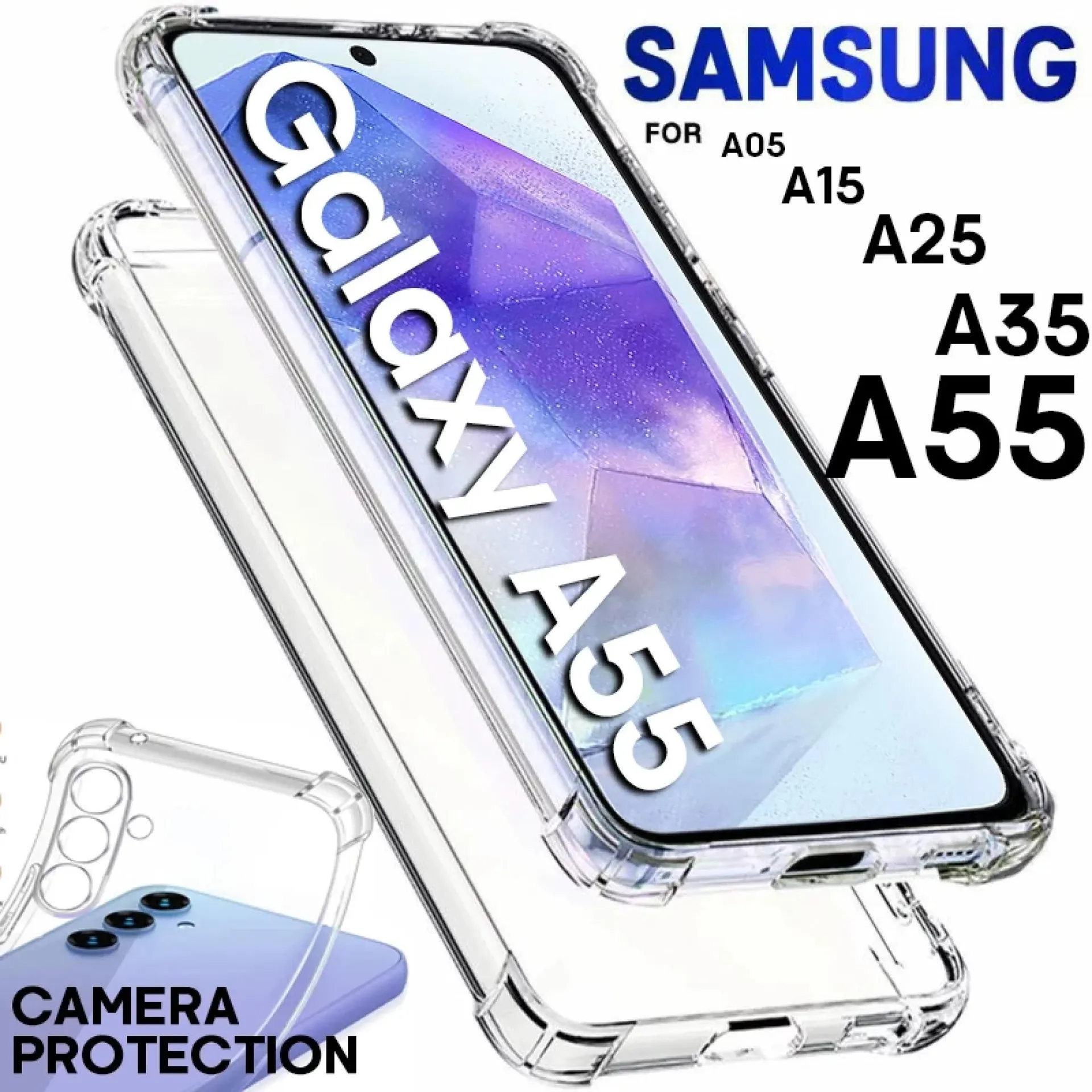 Funda transparente para teléfono Samsung Galaxy A55, funda de silicona TPU suave para Samsung Galaxy A35 A25 A15 A05 4G 5G, carcasa trasera