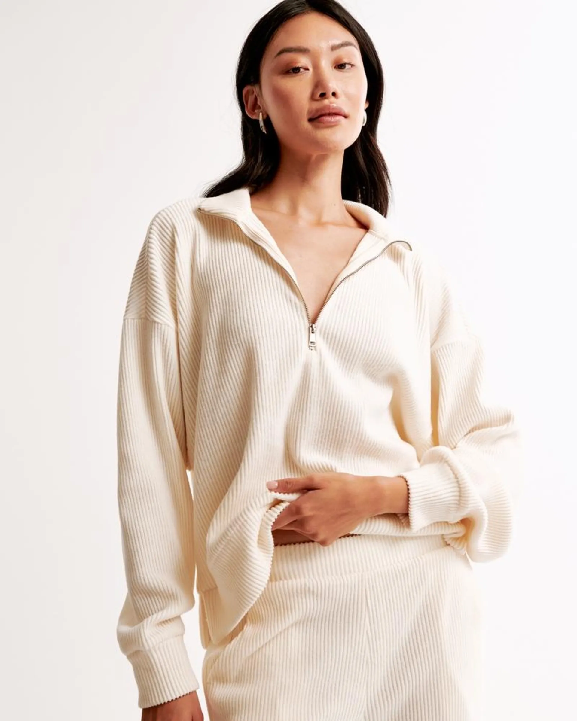 Lounge Brushed Rib Half-Zip