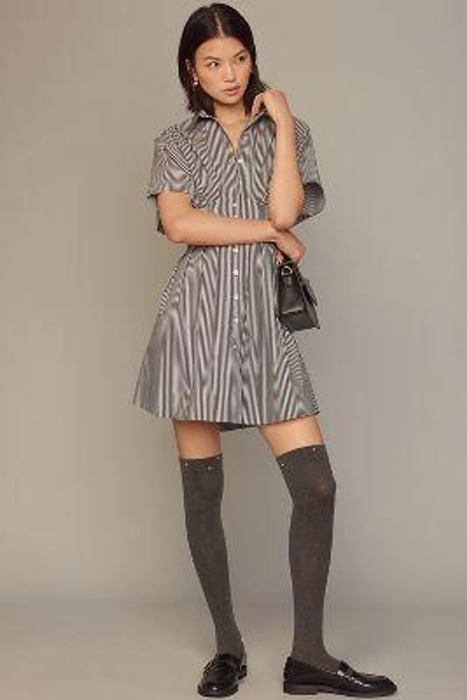 The Tobie Button-Front Pleated Shirt Dress by Exquise: Mini Edition