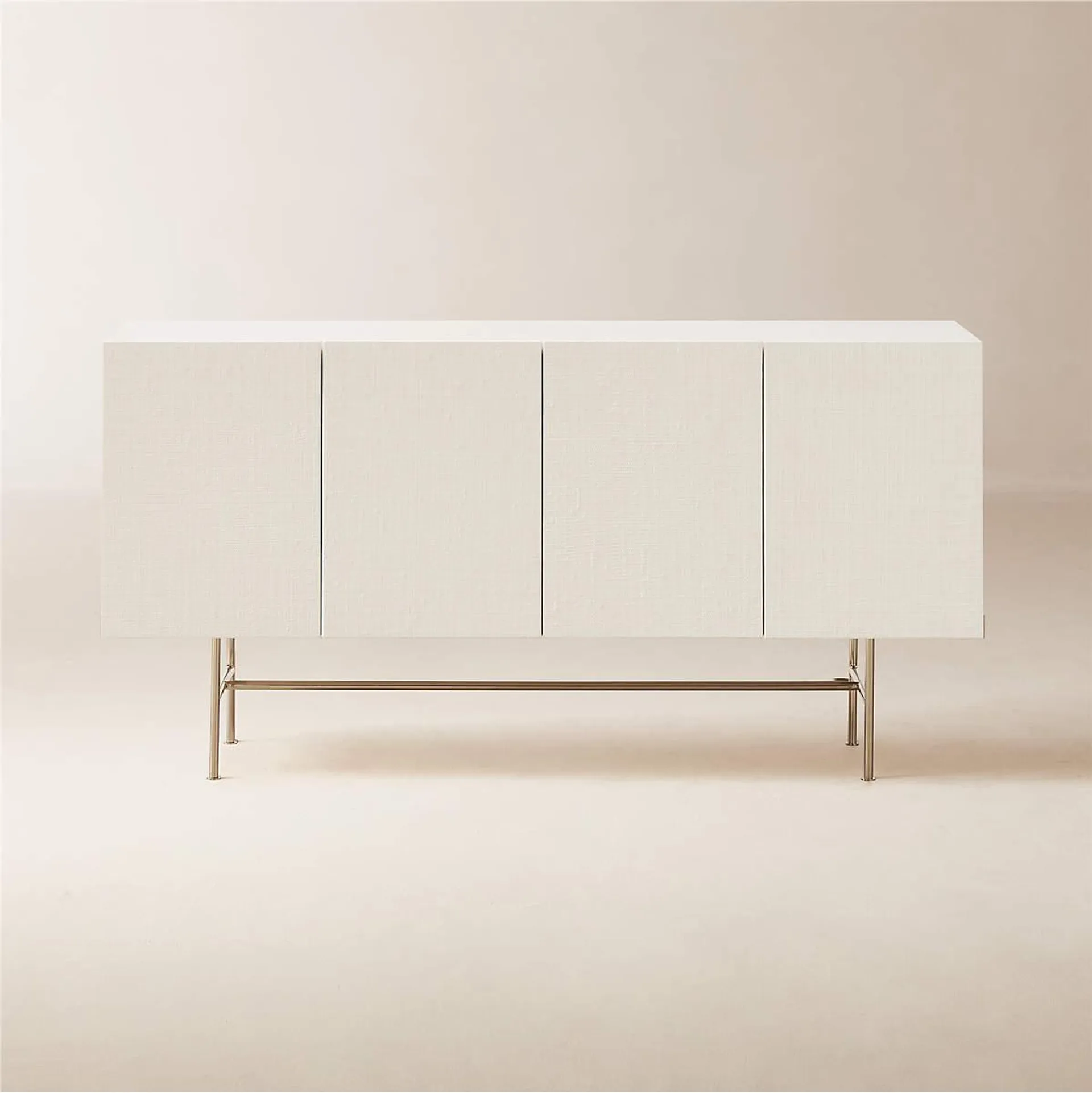 Marfil Ivory Lacquered Grasscloth Media Console 60"