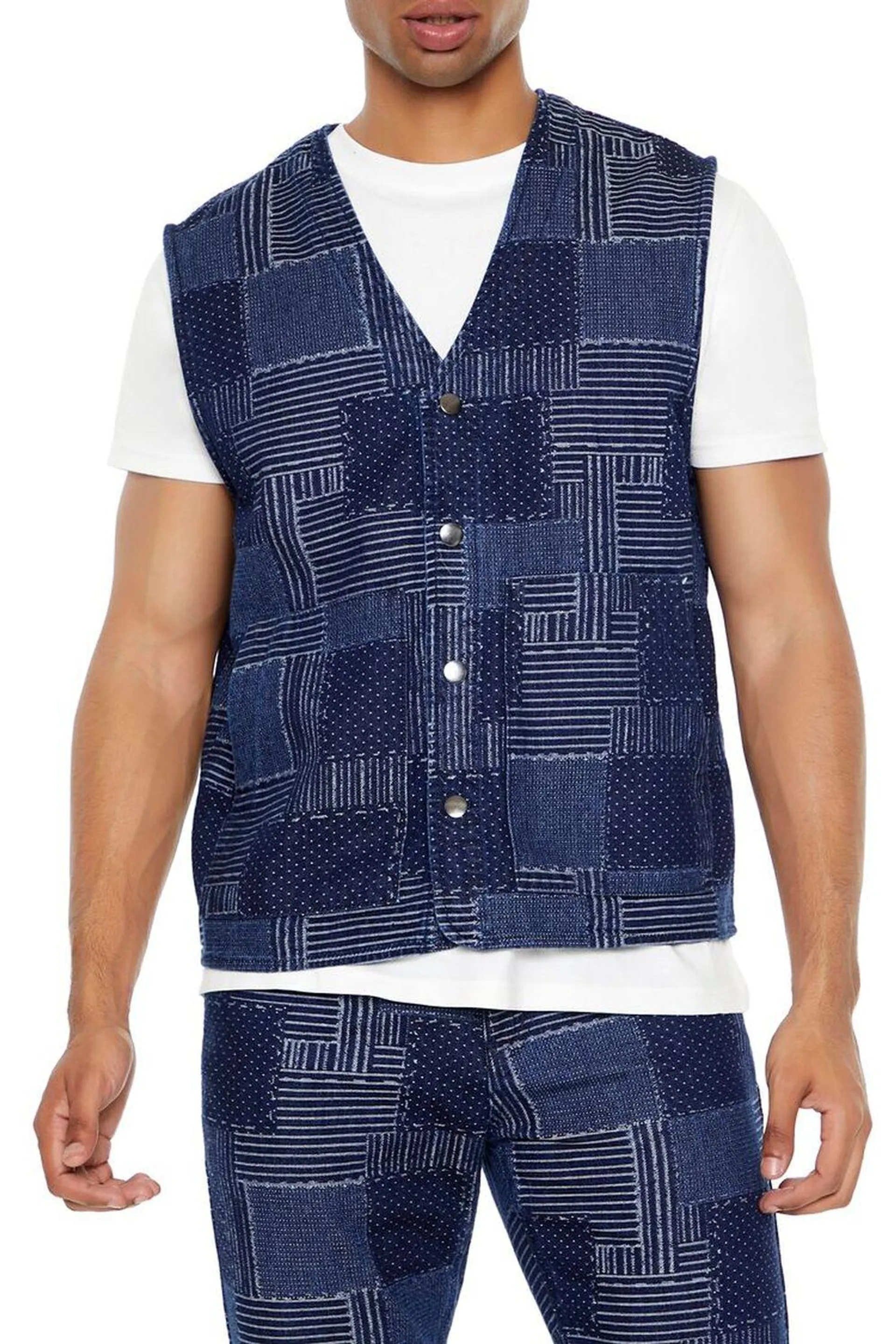 Patchwork Denim Vest