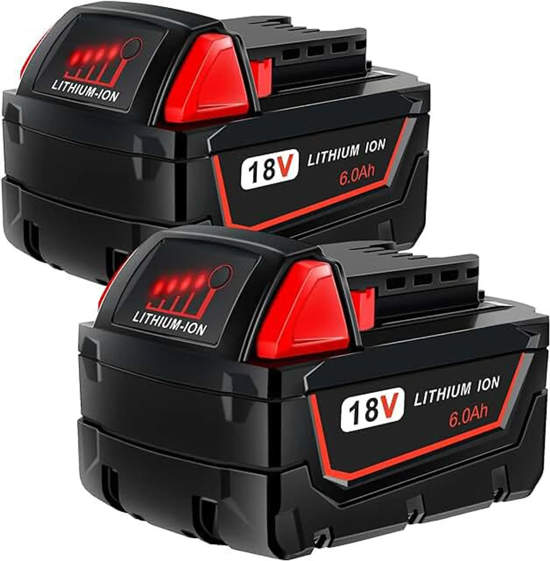 2 Pack 6.0Ah 18V M18 Lithium Batteries Replacement for Milwaukee M18 Battery, Perfectly Compatible with Milwaukee Original Charger