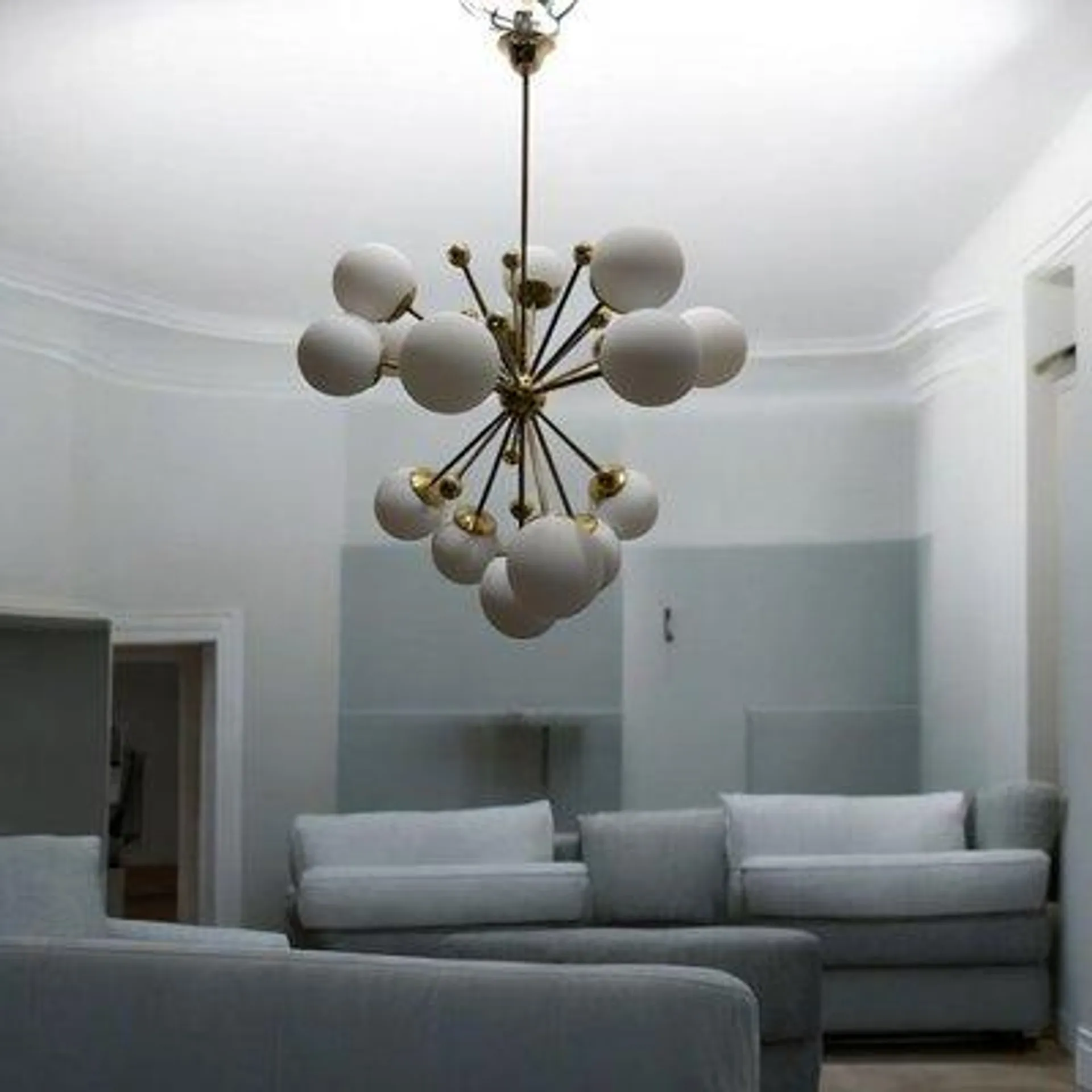 Large Brass Sputnik Chandelier 16 Lights, 1980s