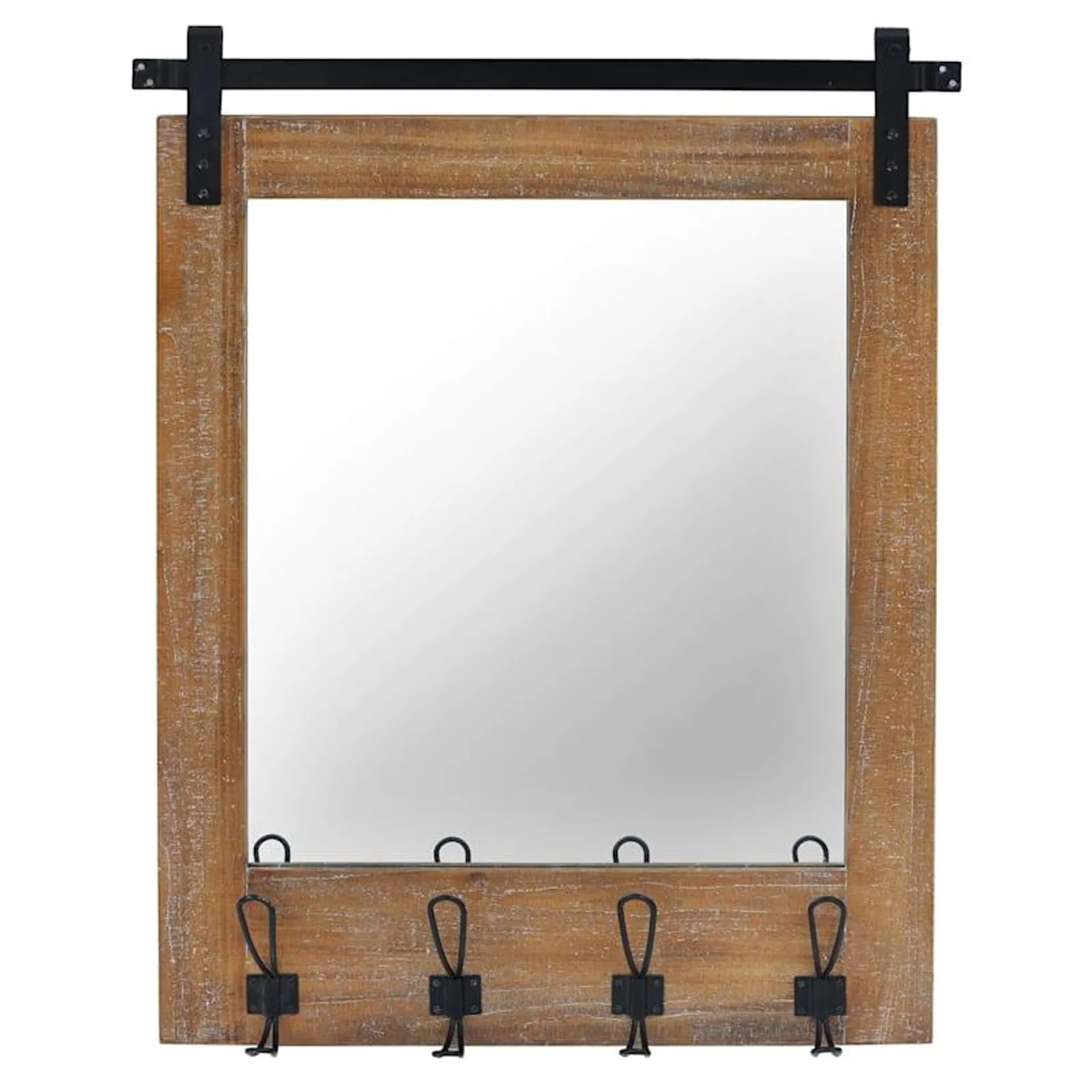 Metal with Hooks Rectangle Wall Mirror, 24x31