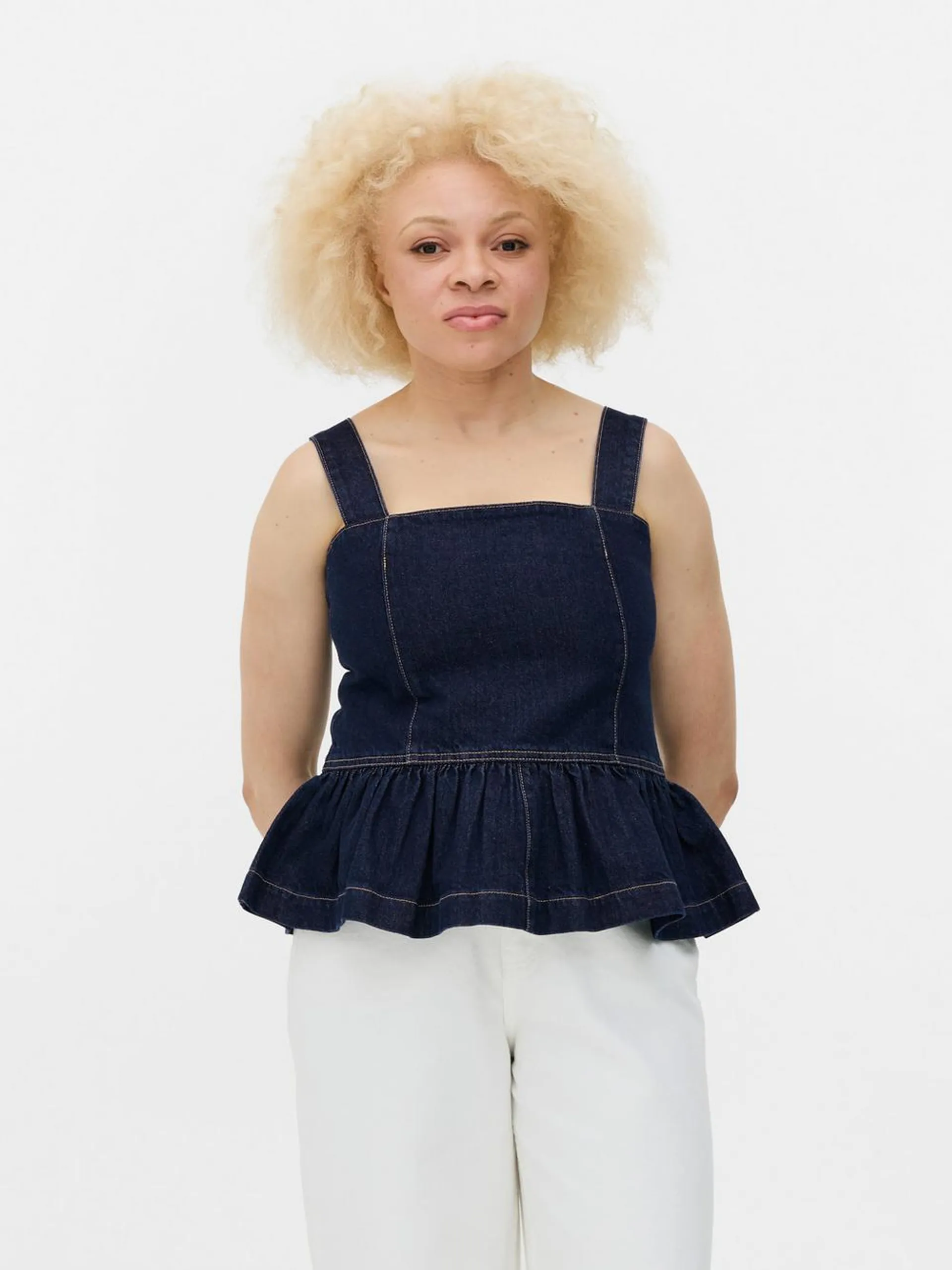Denim Peplum Top