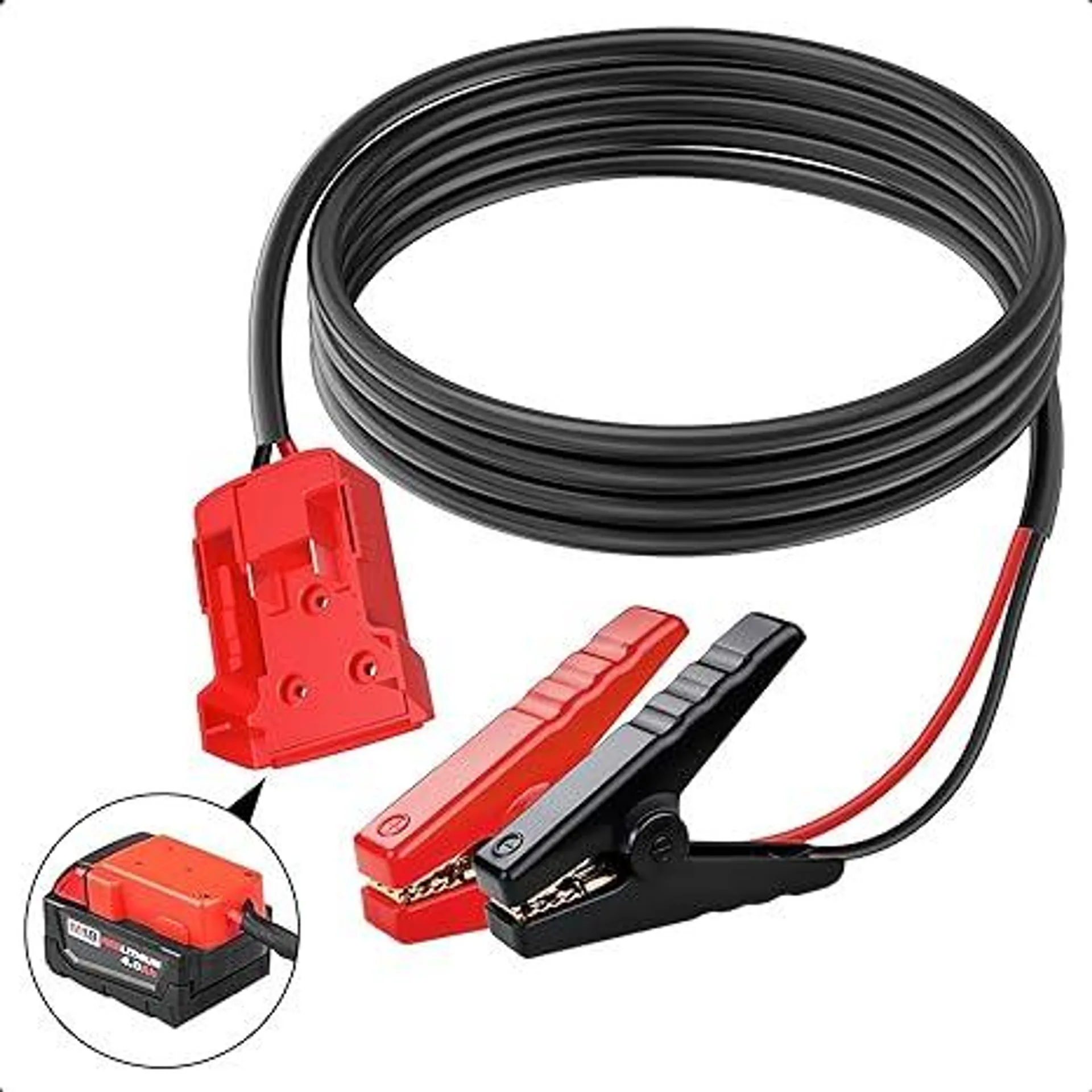 Jumper Cable Clamps for Milwaukee M18, 6.2FT 8AWG Portable Battery Jumper Starter Automotive Booster Cables Power for Car Jump Starting Using Tool