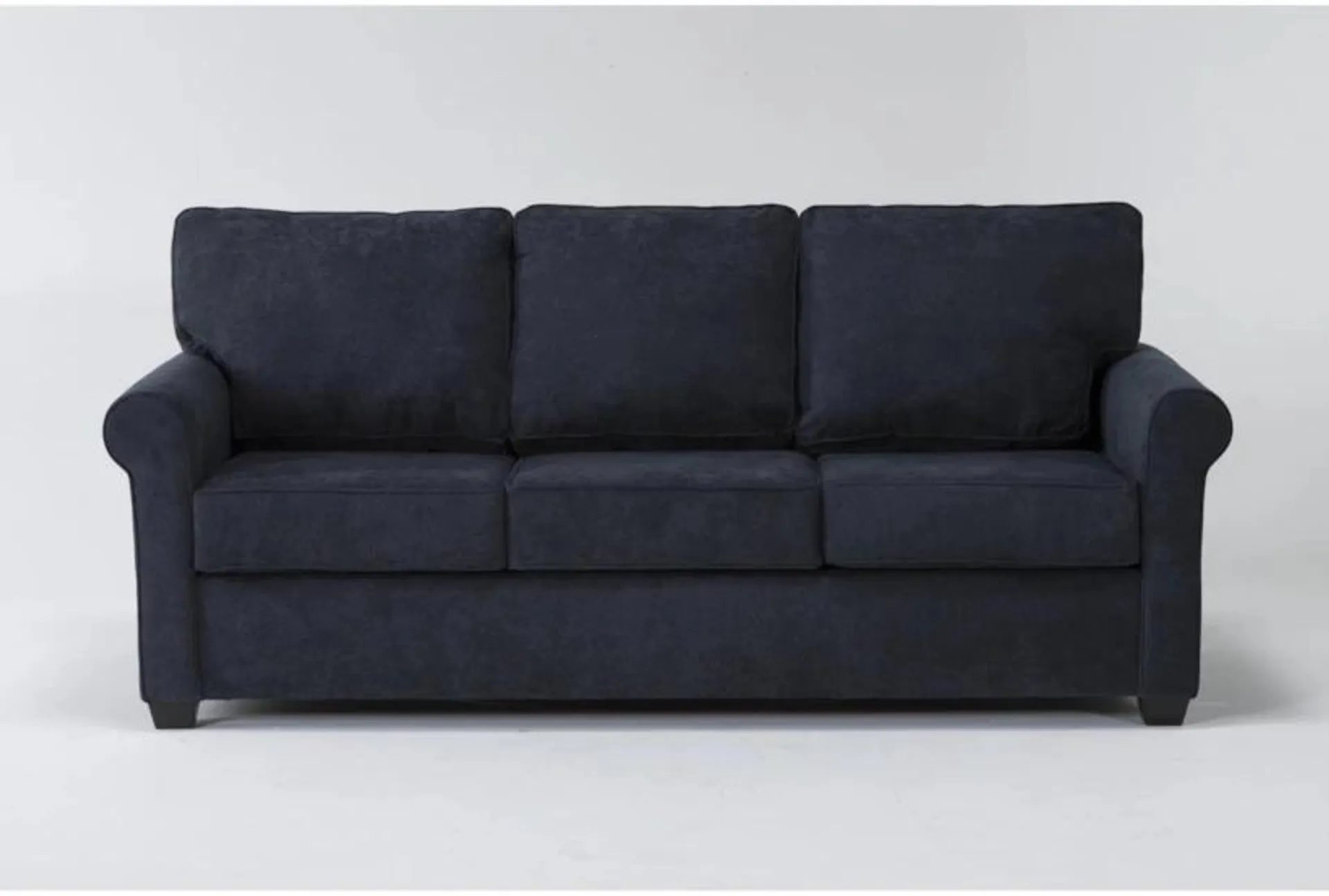 Athos Midnight Blue Fabric 86" Sofa | Rolled Arms | Rolled Arms | Loose Reversible Back