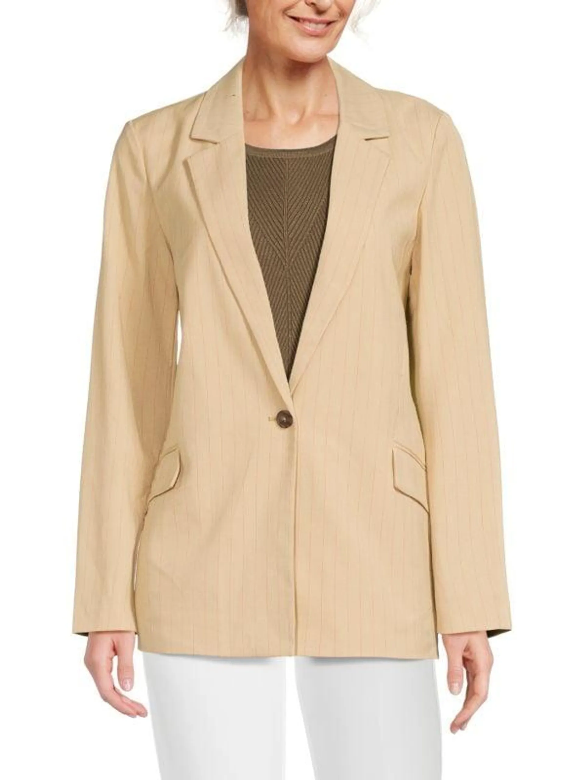 Listakia Striped Single Button Blazer