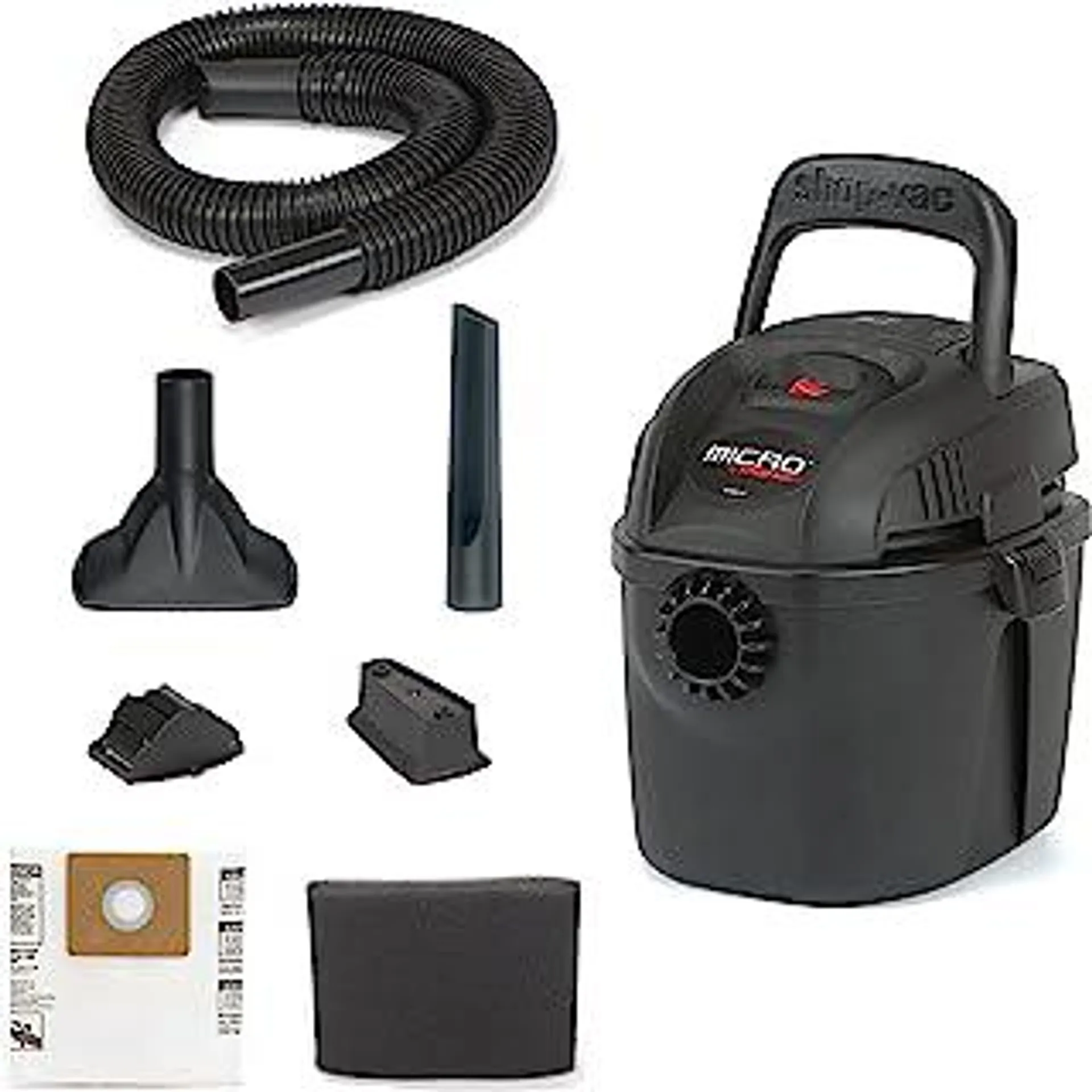 2021005, Micro Wet Dry Vacuum, 1 Gallon, 1.25 in Diameter x 4 Ft Hose, 50 CFM, (1 Pack)