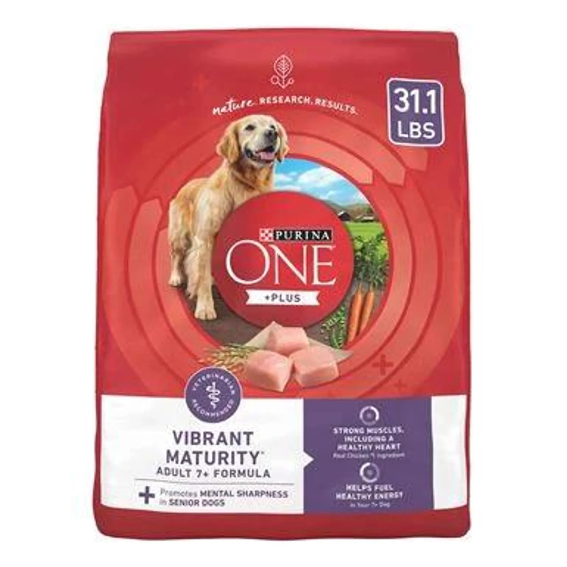 Purina ONE High Protein Dry Senior Dog Food Plus Vibrant Maturity Adult 7 Plus Formula - 31.1 Pound Bag
