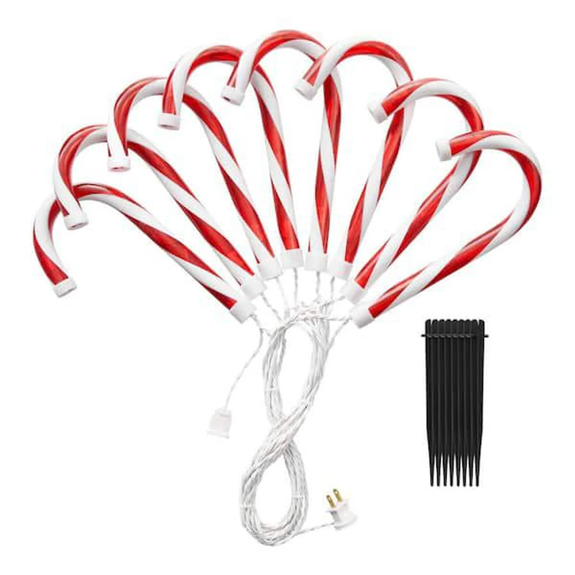 10 in. Warm White Candy Cane LED Pathway Lights (Set of 8)