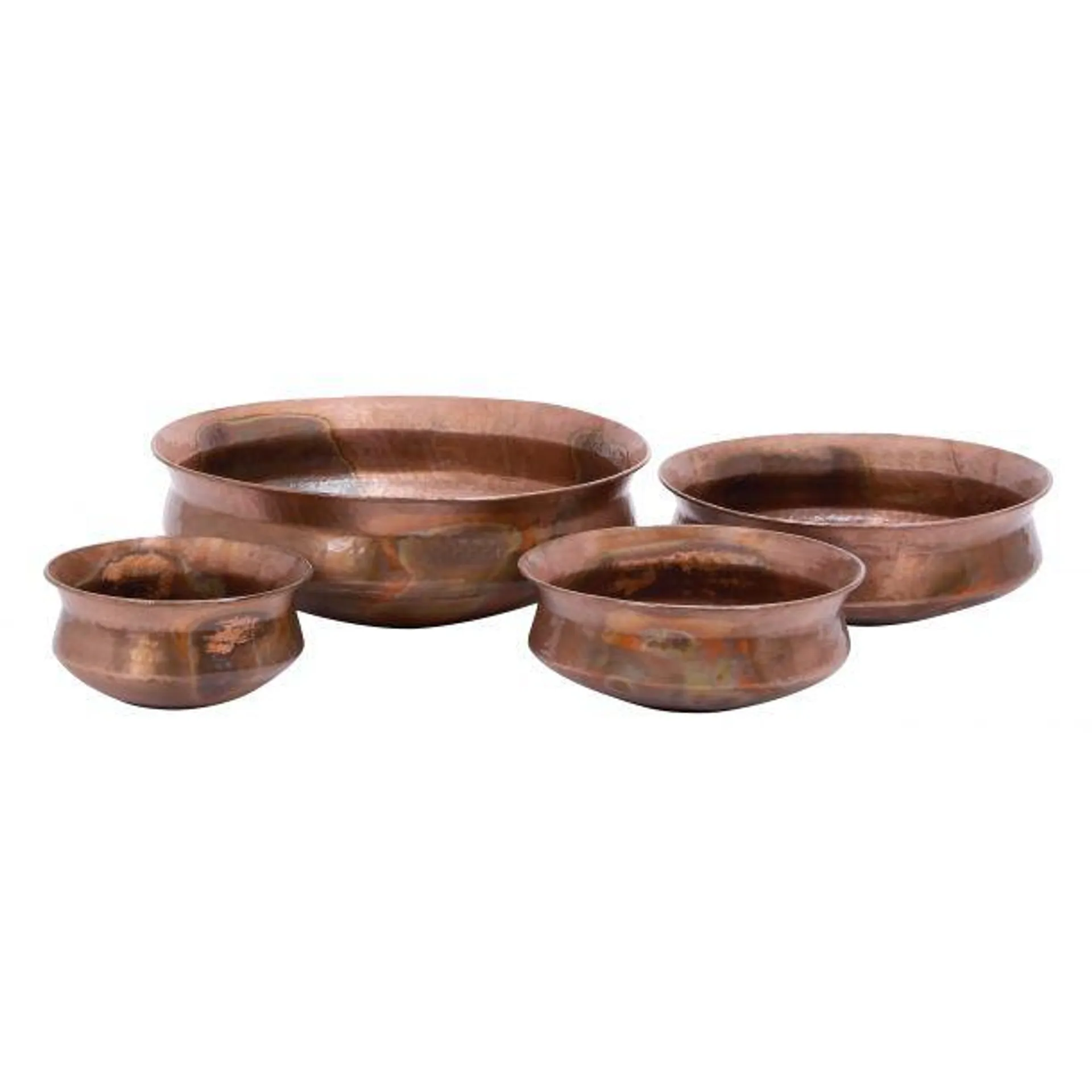 Set of 4 Copper Metal Rustic Planter, 22", 18", 14", 11"