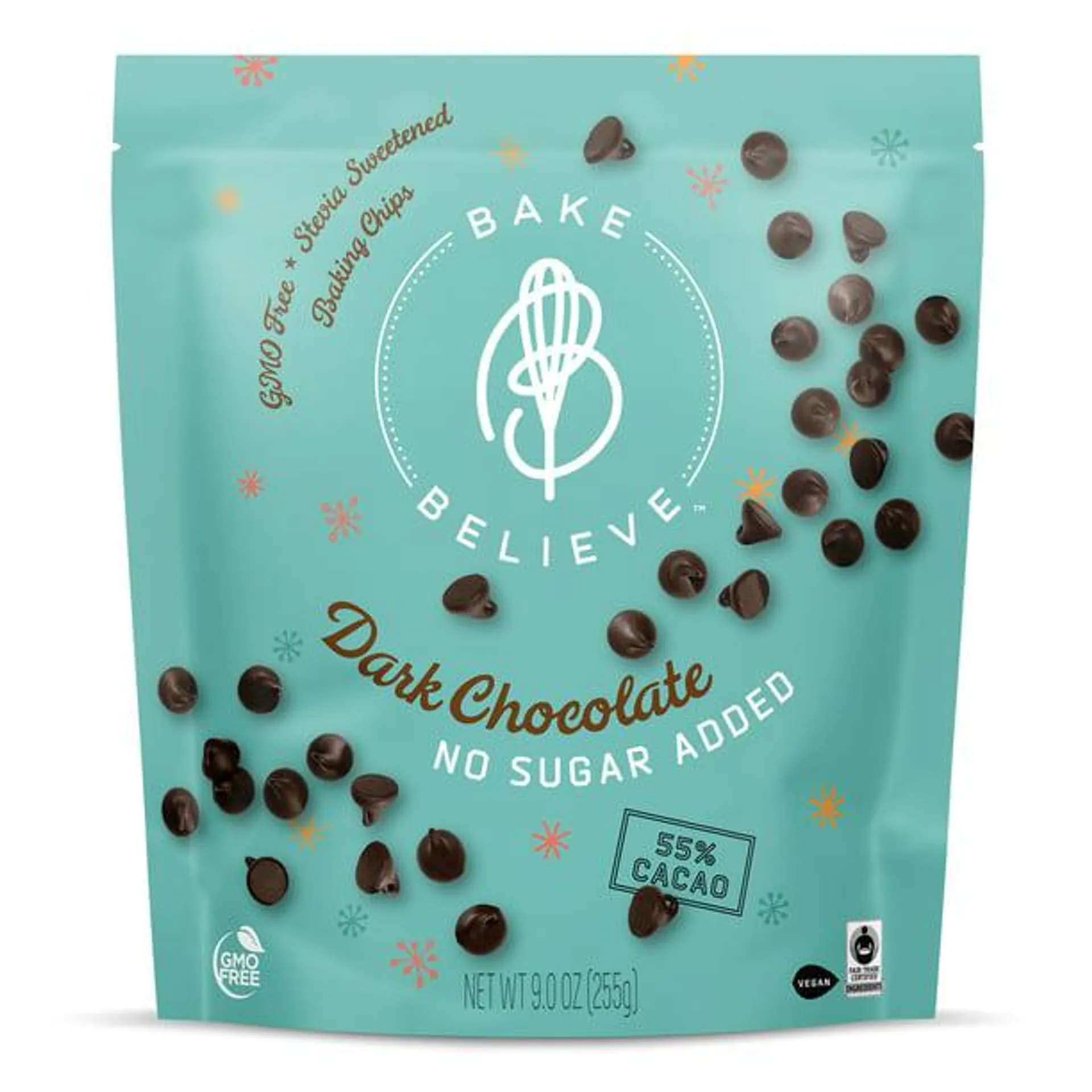 Bake Believe, Keto-Friendly, Dark Chocolate Chips, 9 oz Pouch