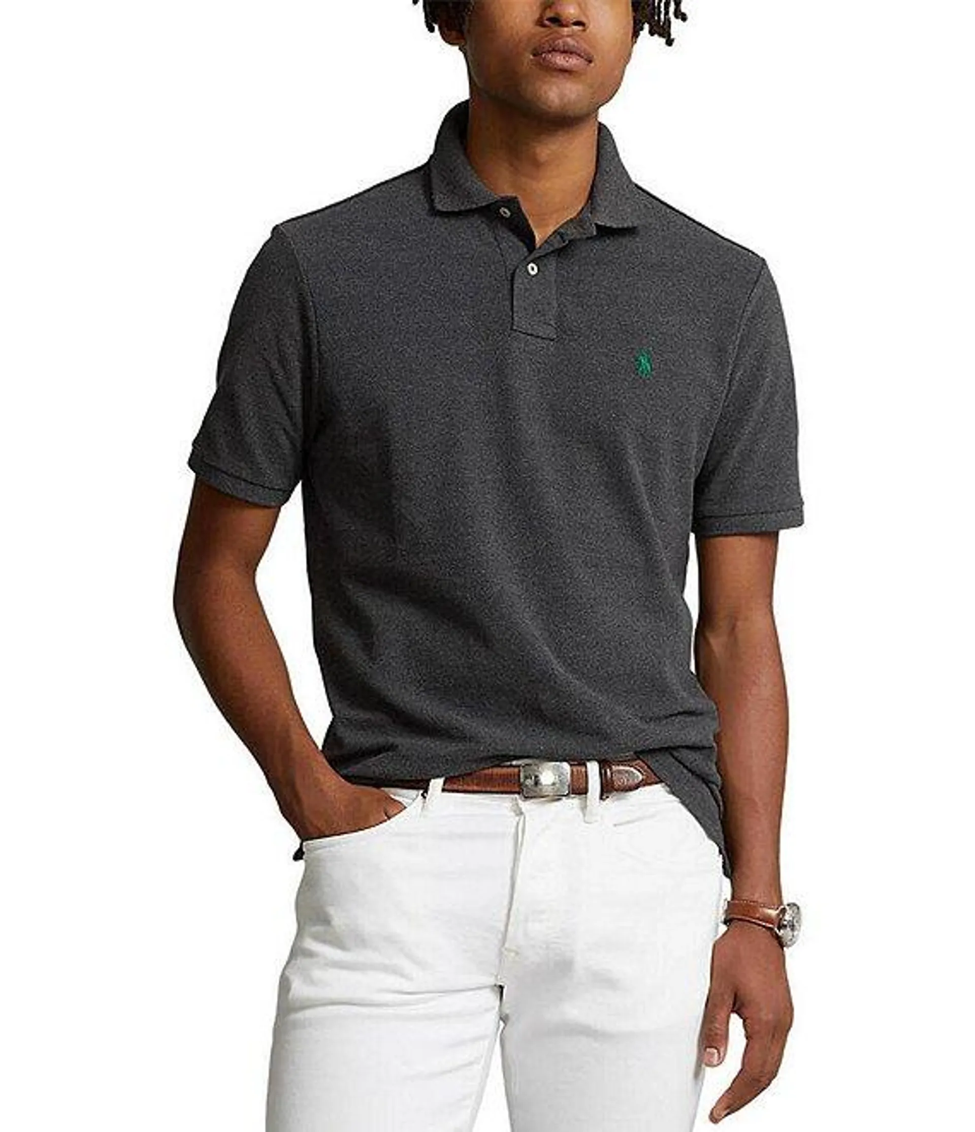 Classic Fit Solid Cotton Mesh Polo Shirt