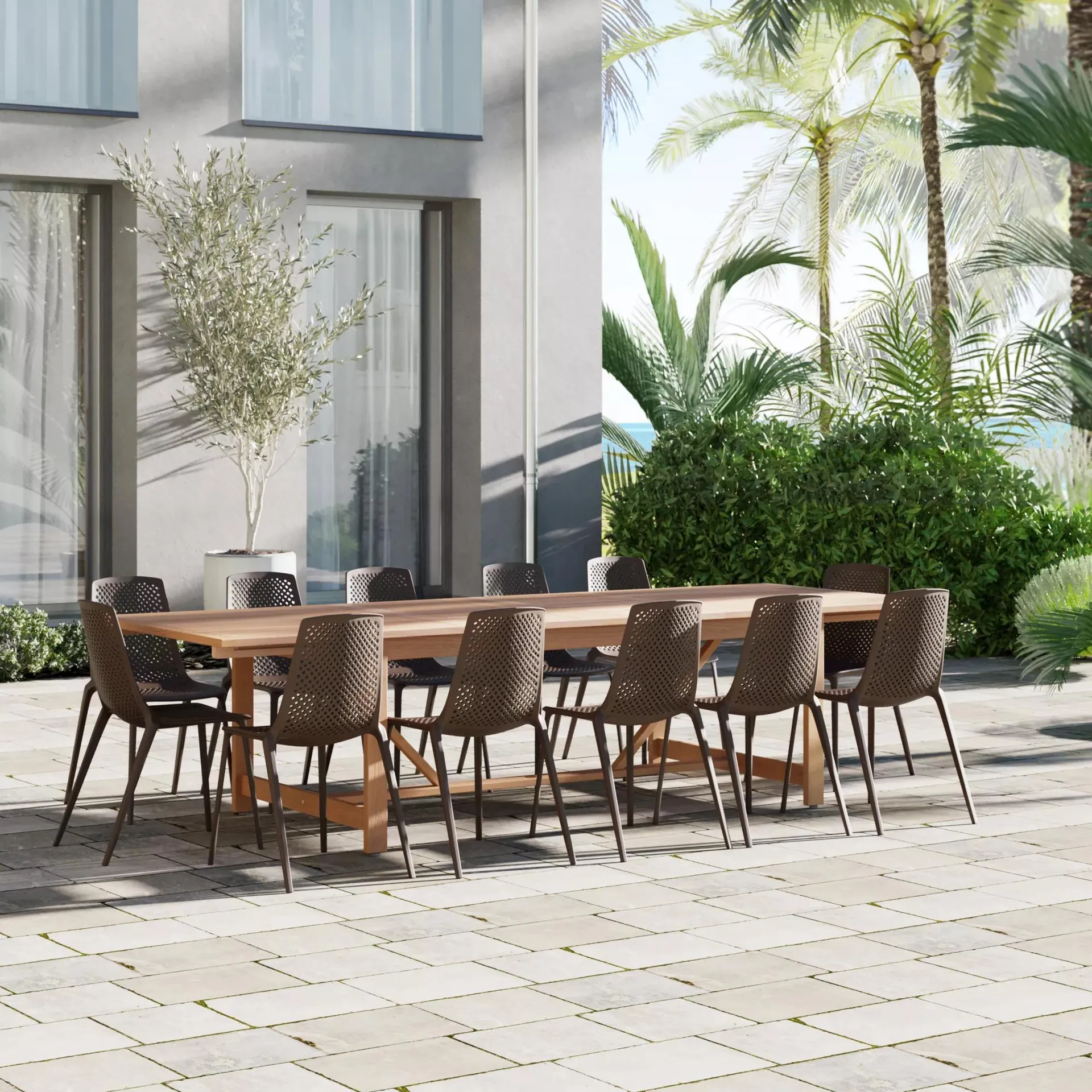 Amazonia 13-Pc. Outdoor Patio Dining Set - Brown