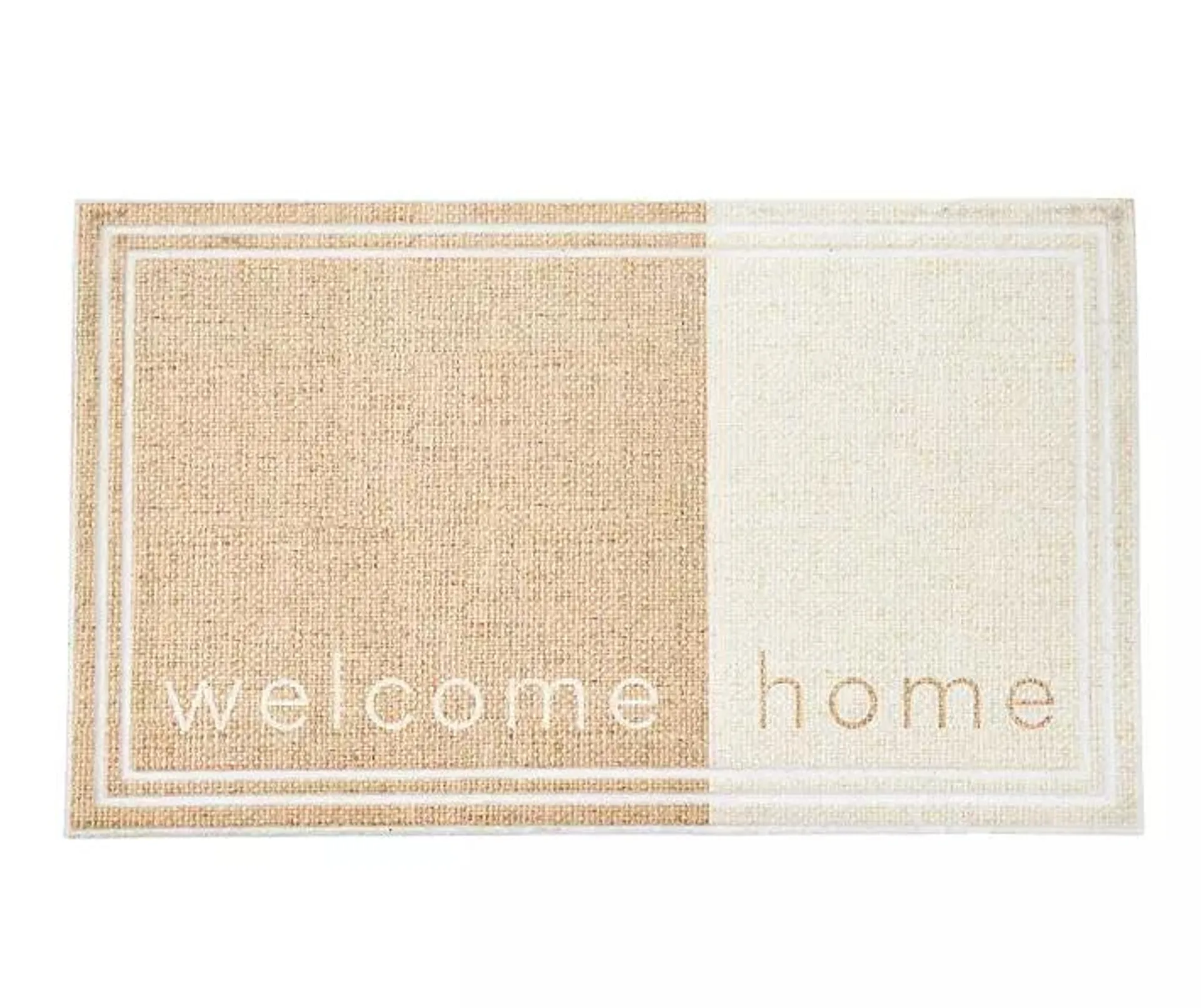 "Welcome Home" White & Tan Doormat