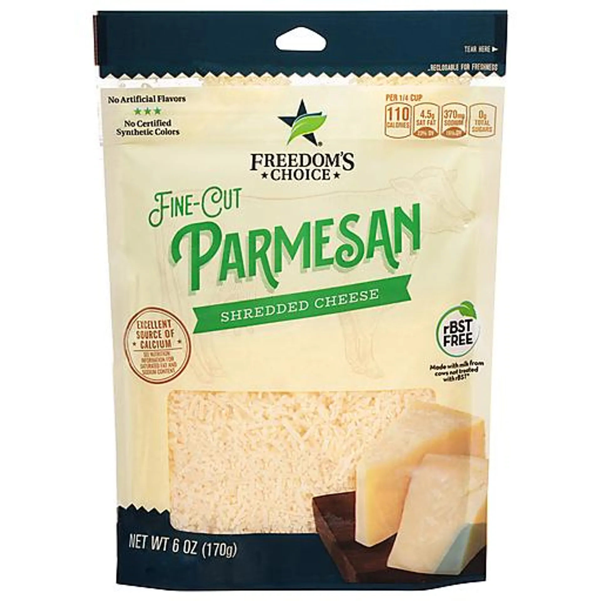 Freedom's Choice Fancy Shred Parmesan Finely Shredded Cheese 6 oz bag