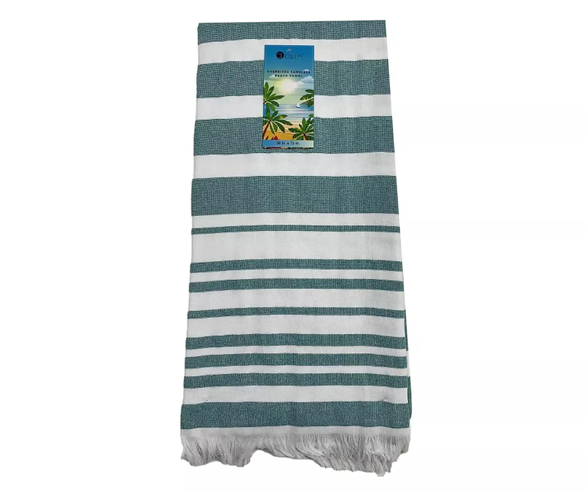 Kayaking Green Stripe Oversize Sandless Beach Towel