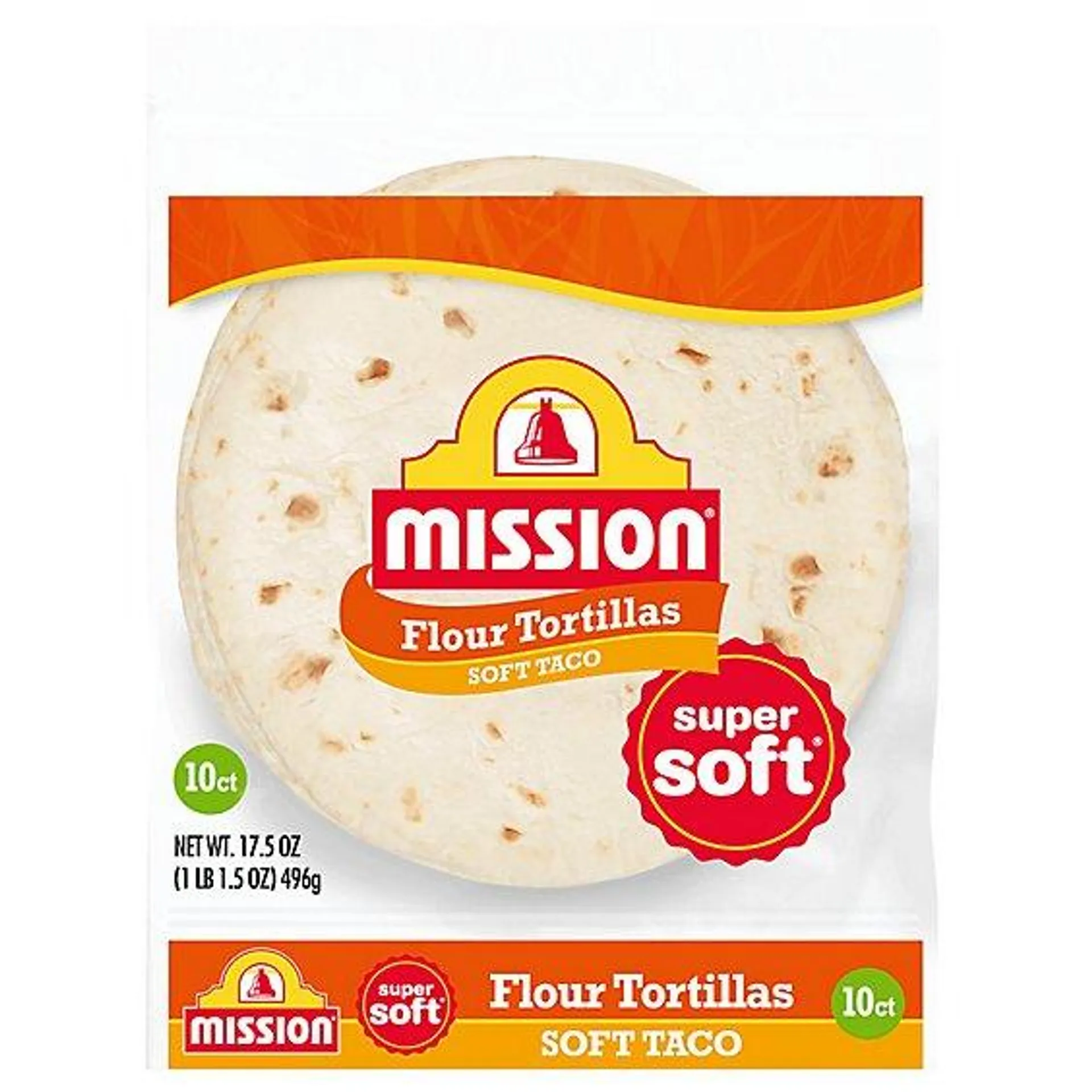 Mission Tortillas Flour Soft Taco Super Soft 10 Count - 17.5 Oz