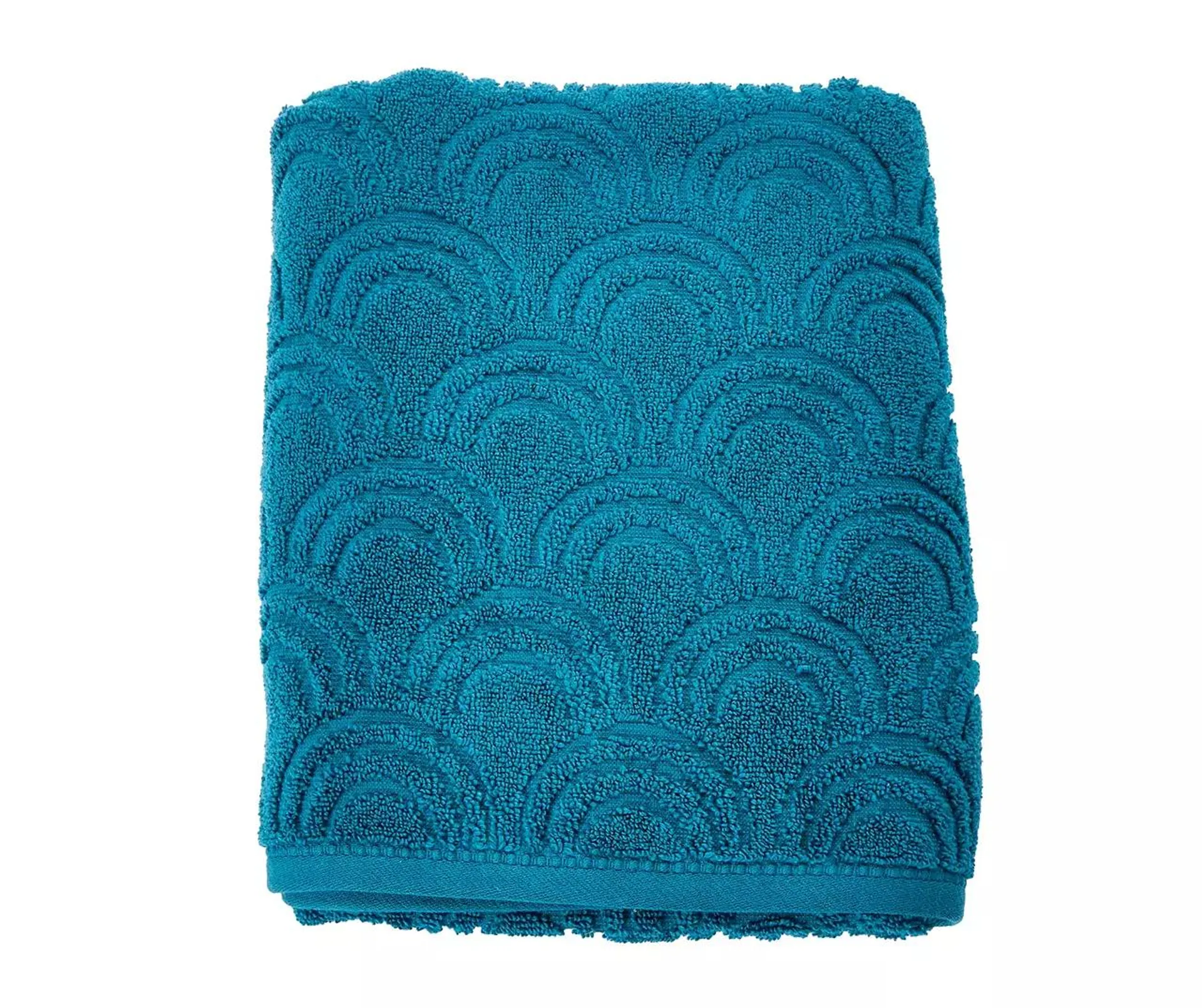 Wild Sedona Teal Scallop-Texture Bath Towel