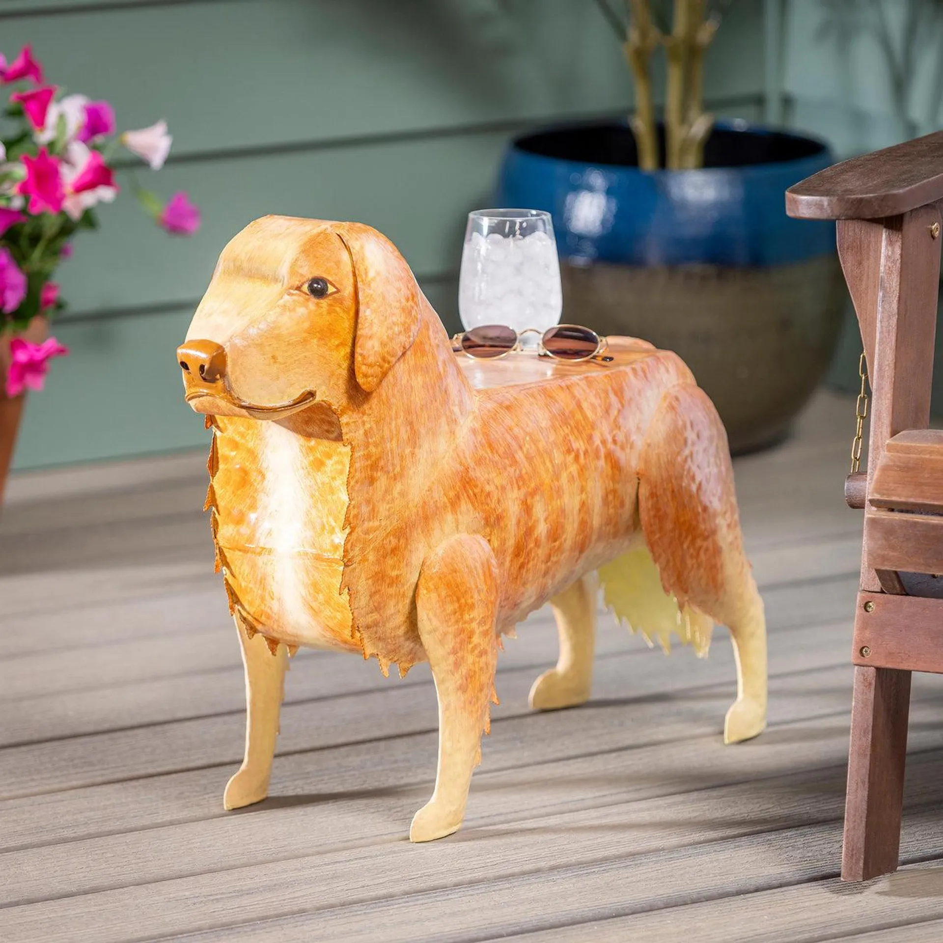 Handmade Metal Golden Retriever Table