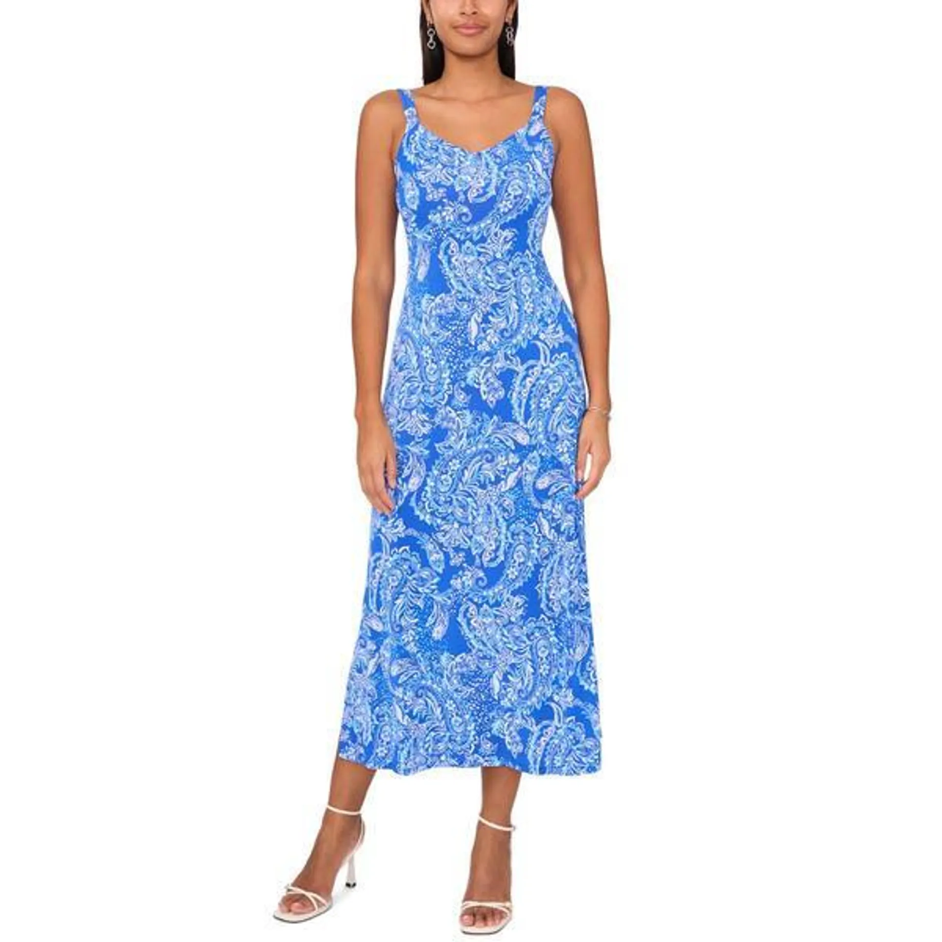 Womens MSK Sleeveless Paisley Side Slit Midi Dress