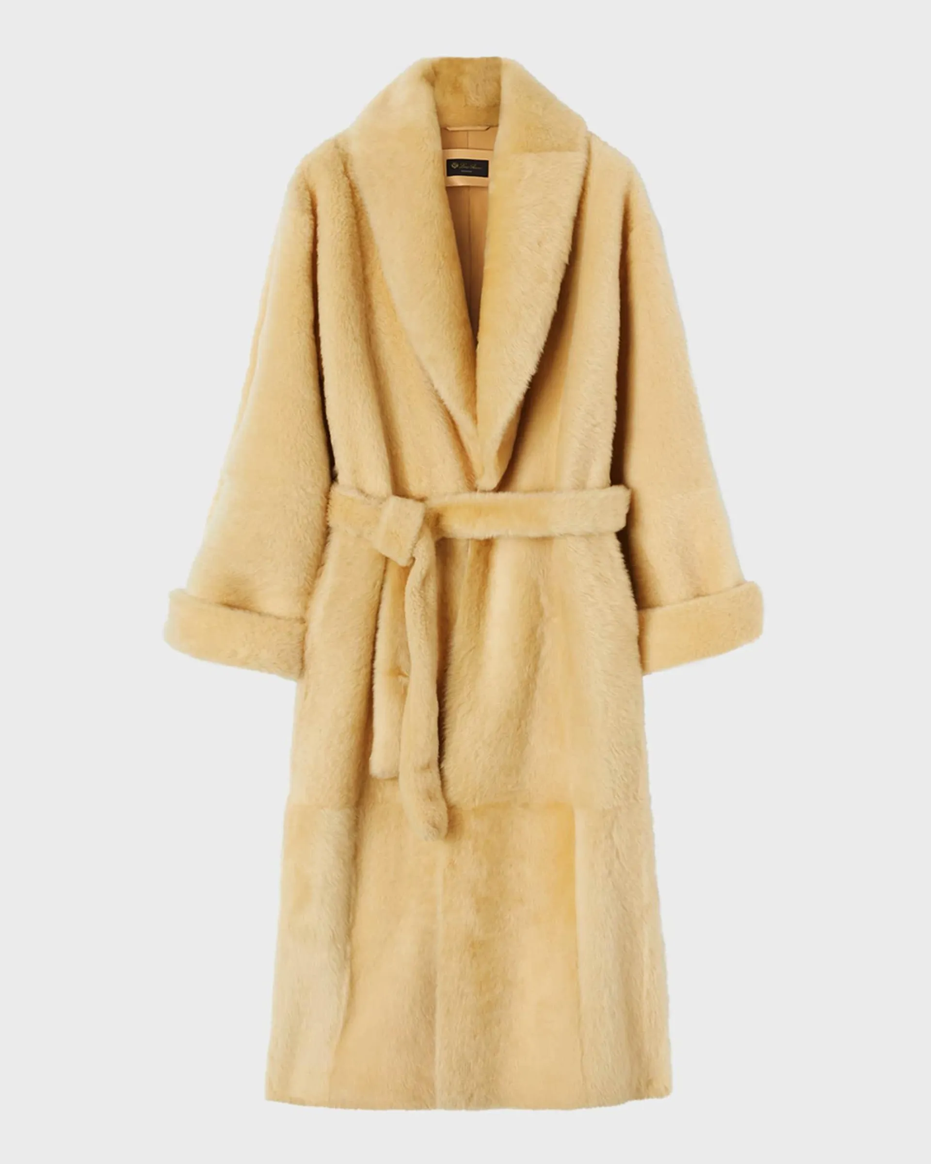 Thierry Belted Plush Sheep Shearling Coat