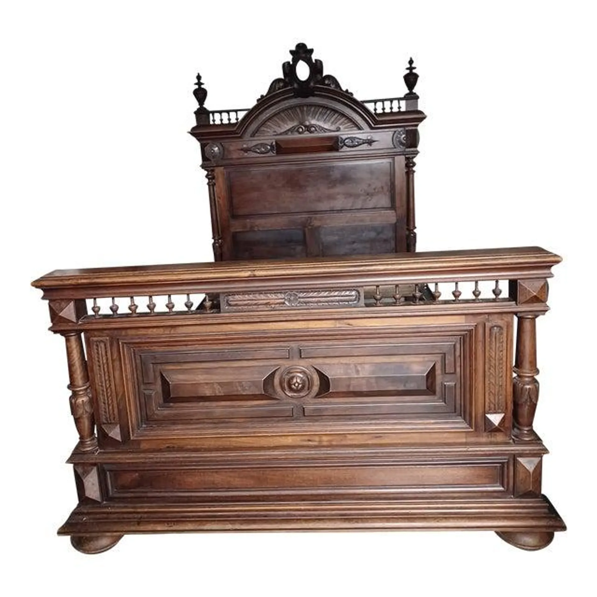 Late 19th Century French Antique Louis XVI Walnut Bed