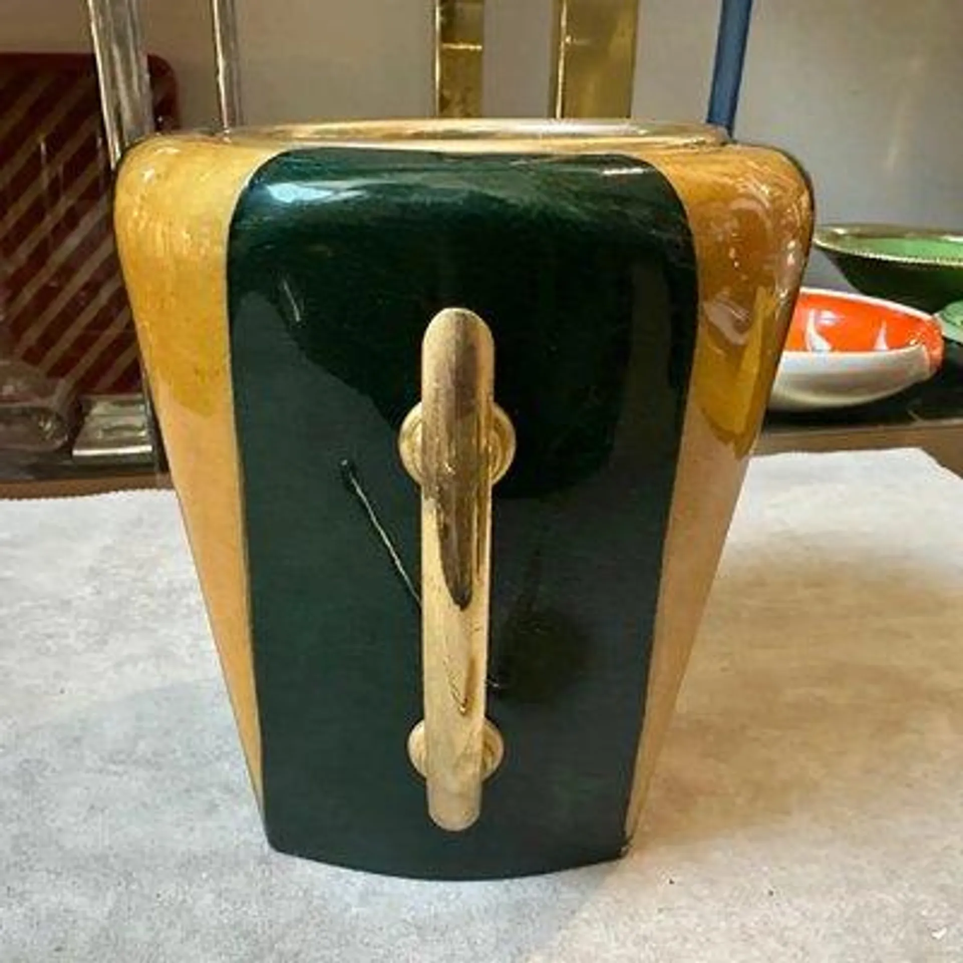 1950s Mid-Century Modern Brass and Goatskin Ice Bucket by Aldo Tura