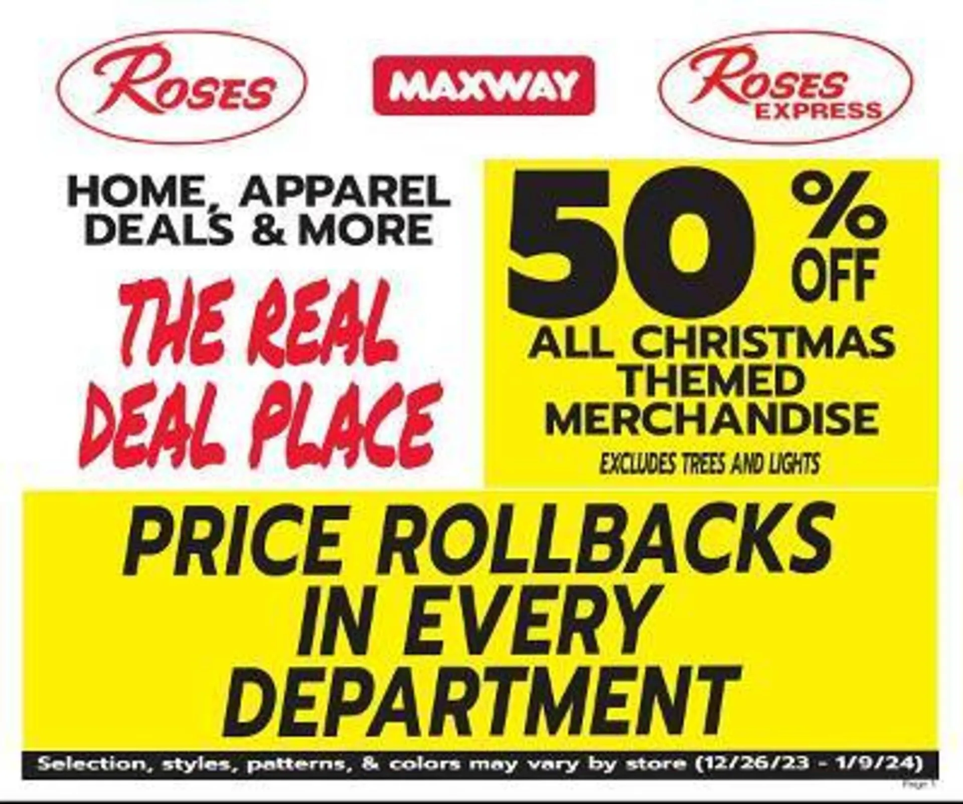 Weekly ad Roses Discount Store Weekly Ad from December 26 to January 9 2024 - Page 