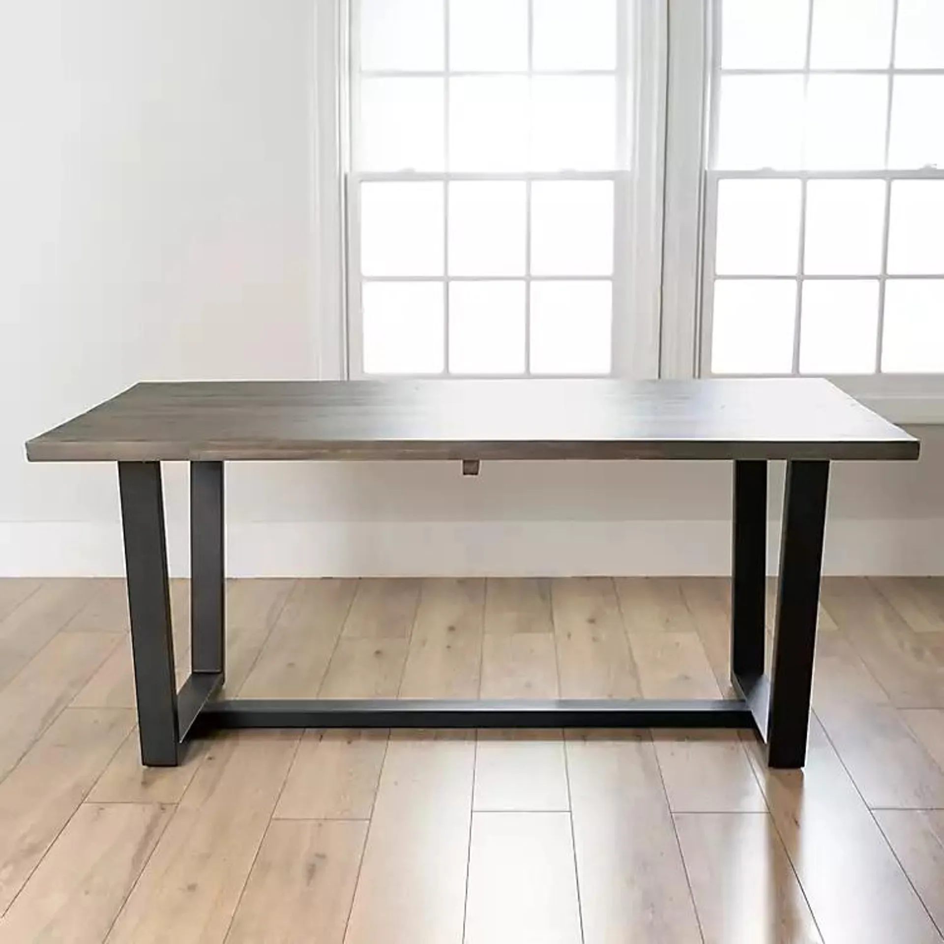 Acacia Wood and Metal Industrial Dining Table