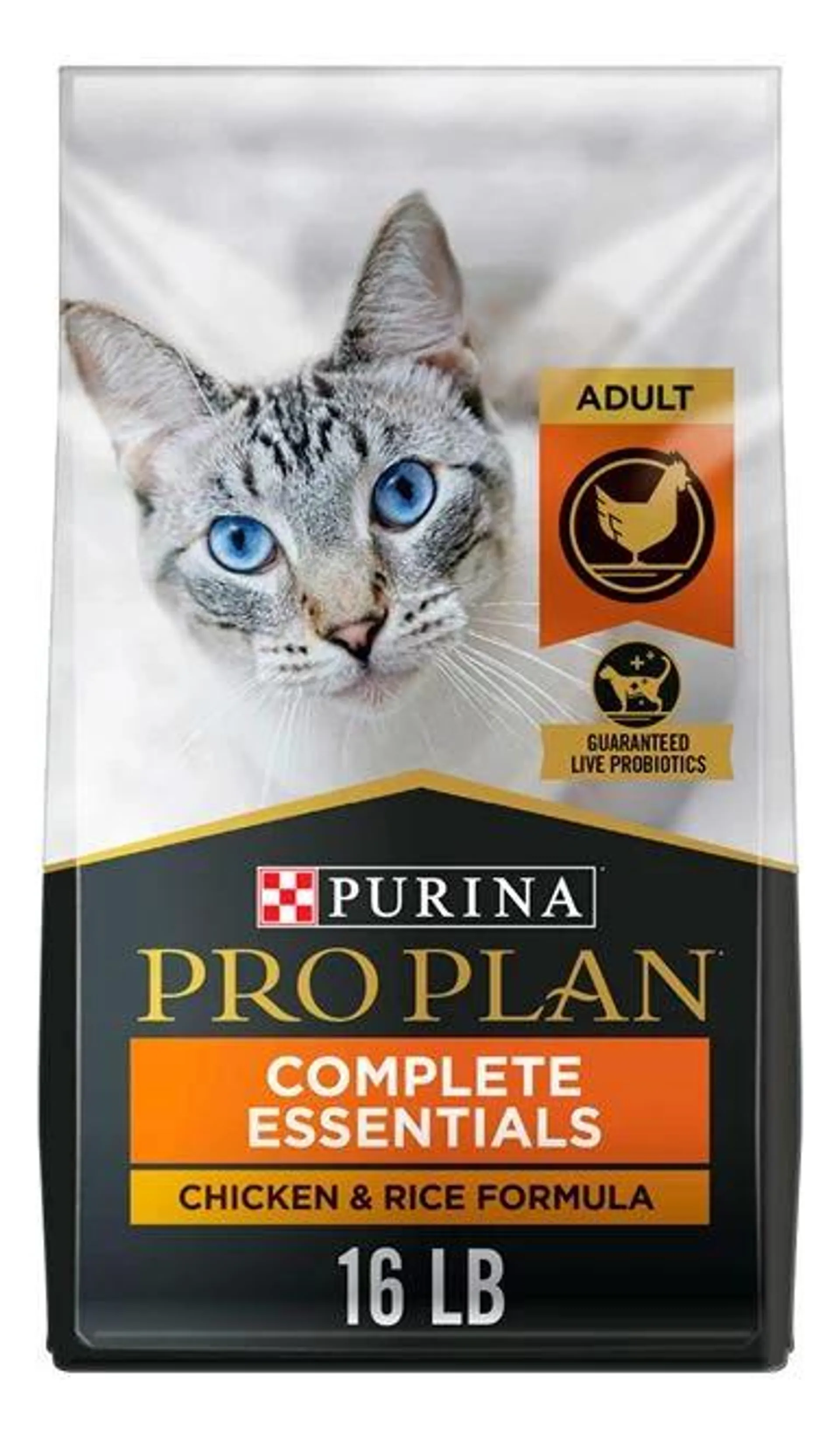 Purina Pro Plan High Protein Cat Food With Probiotics for Cats, Chicken and Rice Formula - 16 Pound Bag
