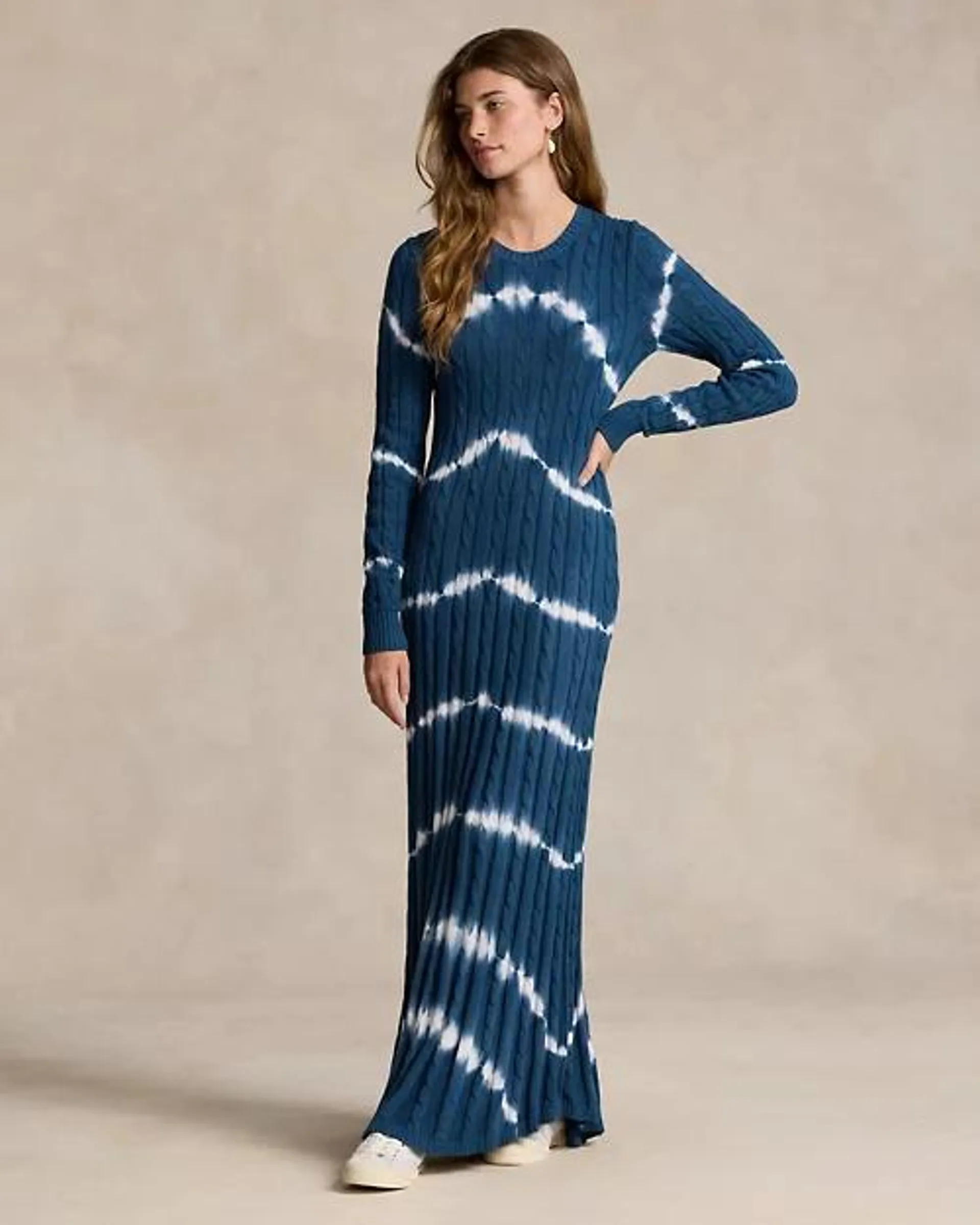 Tie-Dye Cable-Knit Sweater Dress