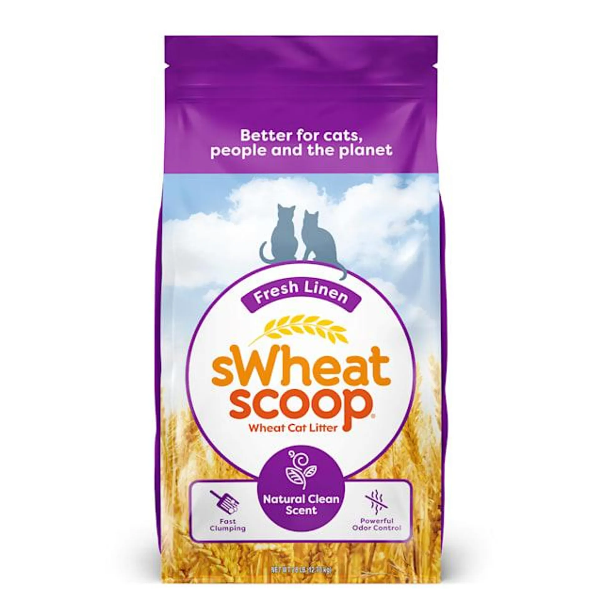 sWheat Scoop Fresh Linen Scented Natural Clumping Wheat Cat Litter, 28 lbs.