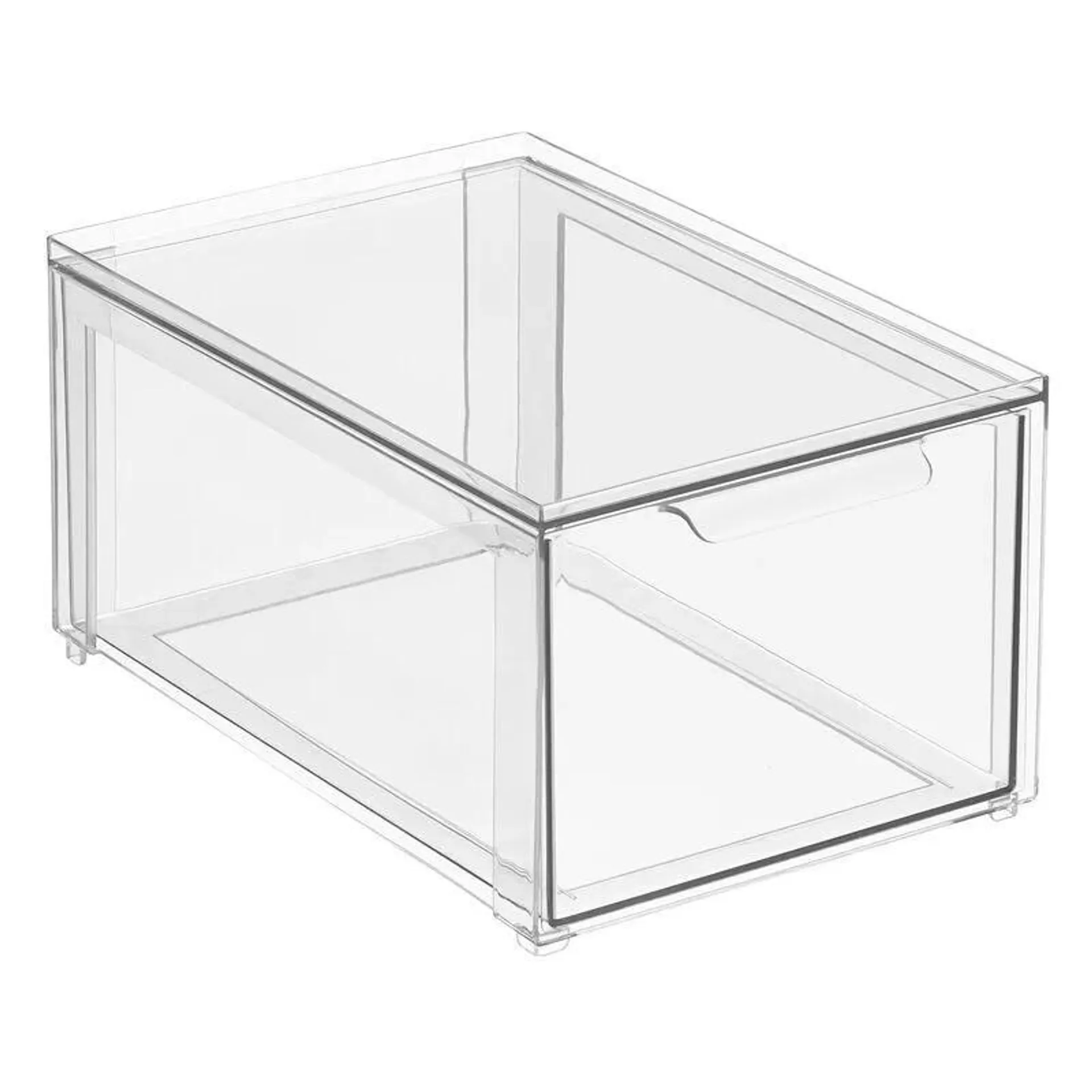 mDesign Plastic Stackable Kitchen Pantry Storage Organizer with Drawer - Clear