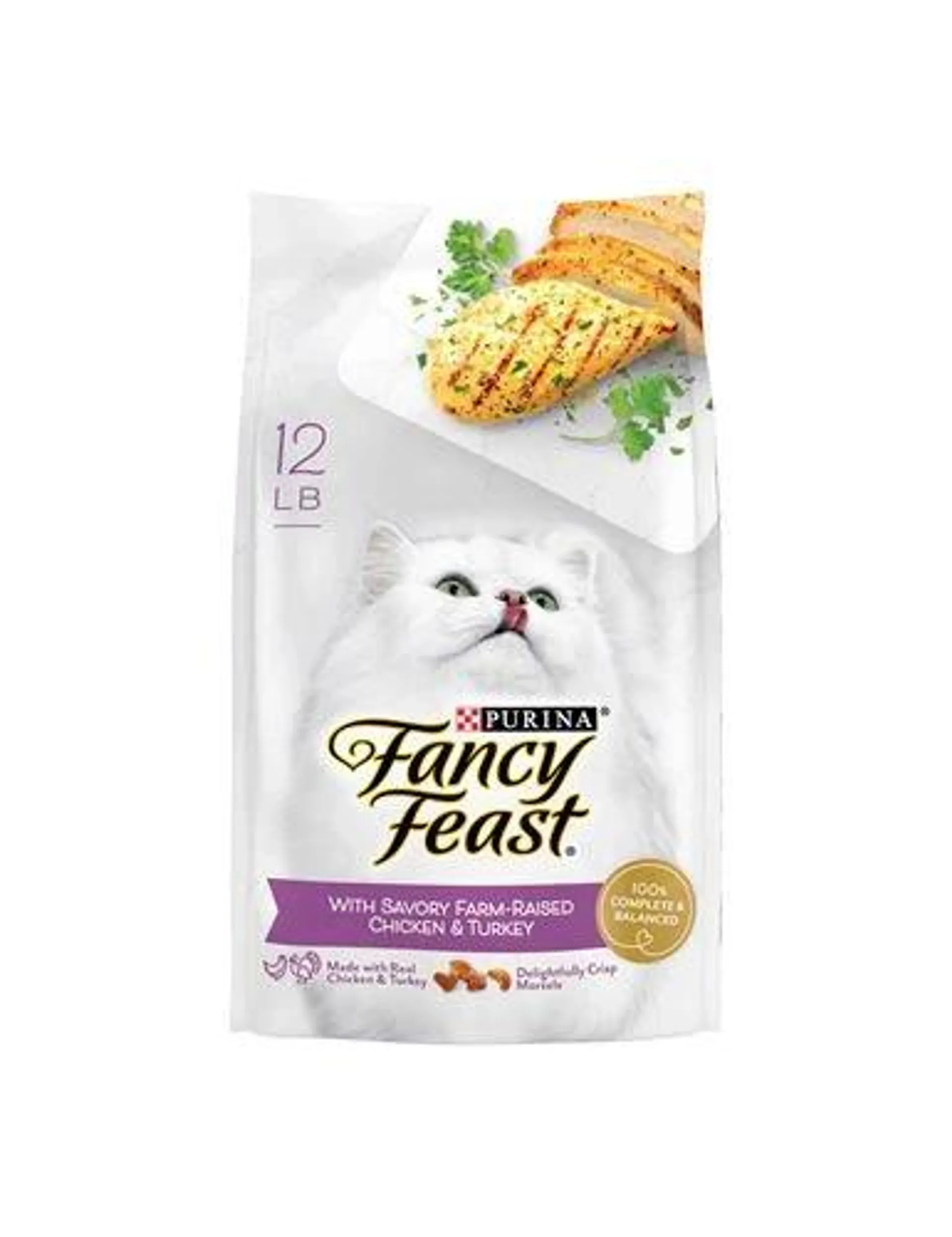 Fancy Feast Dry Cat Food with Savory Chicken and Turkey - 12 Pound Bag