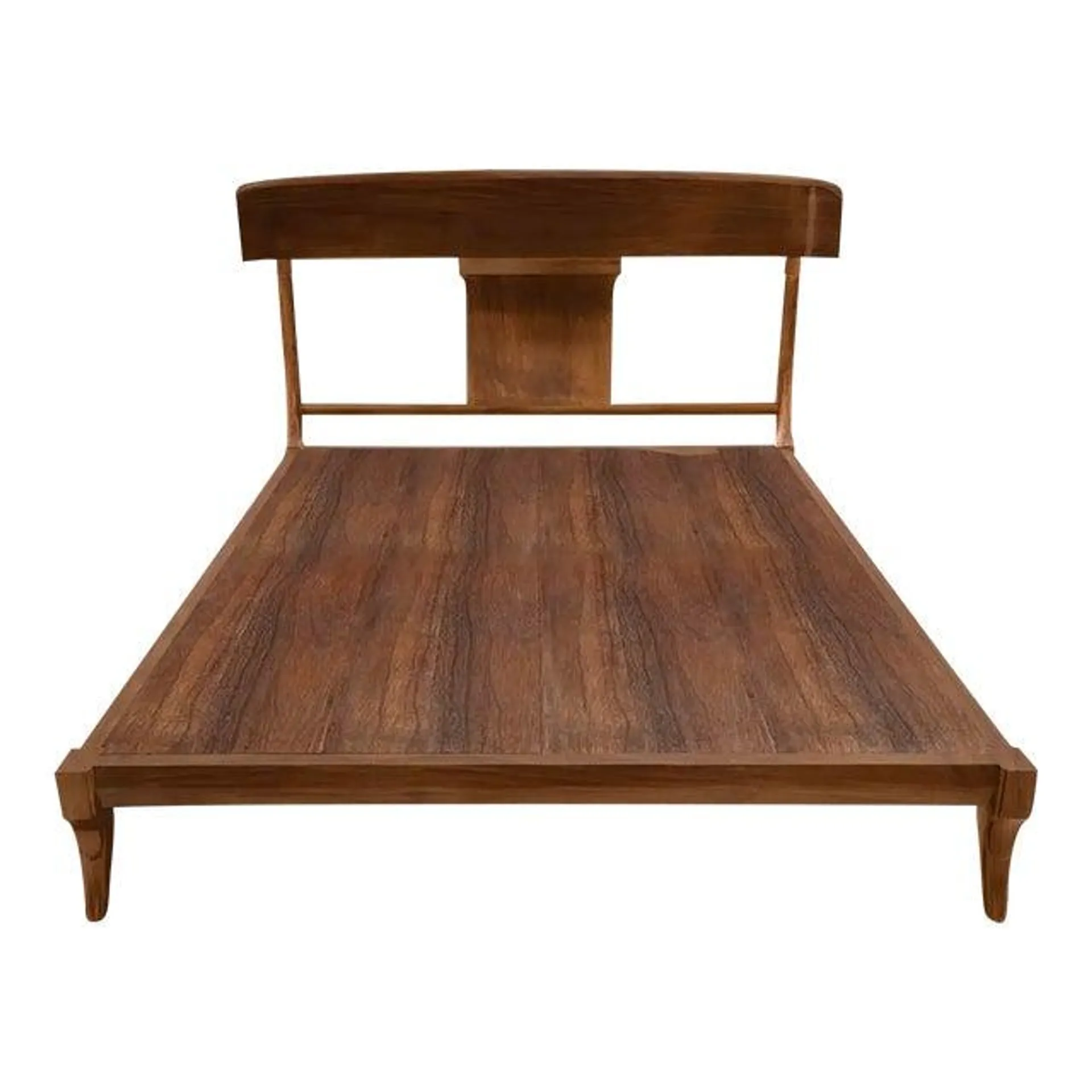 Mid-Century Modern Klismos Style Walnut King Platform Bed