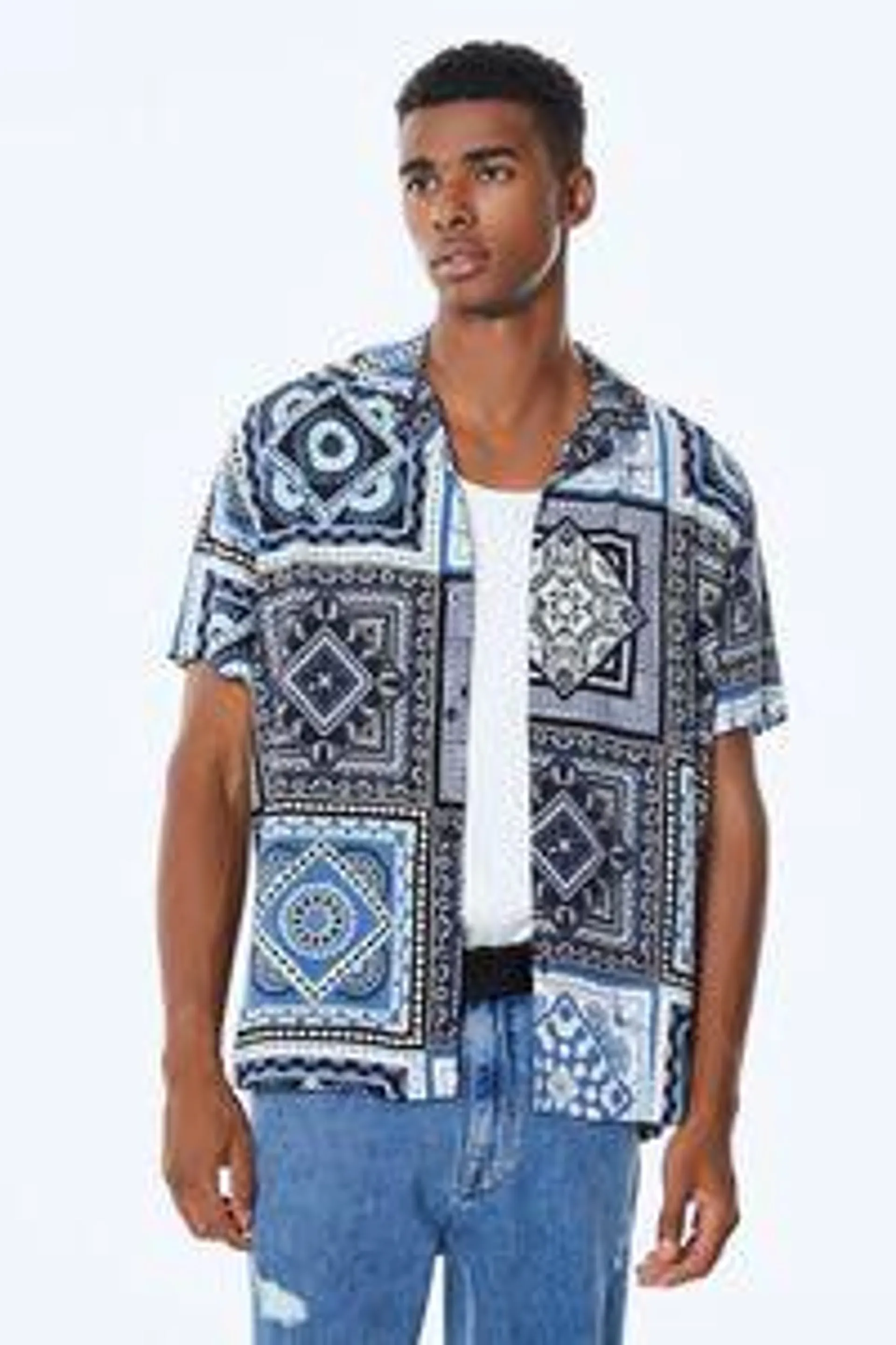 Bandana Print Rayon Shirt