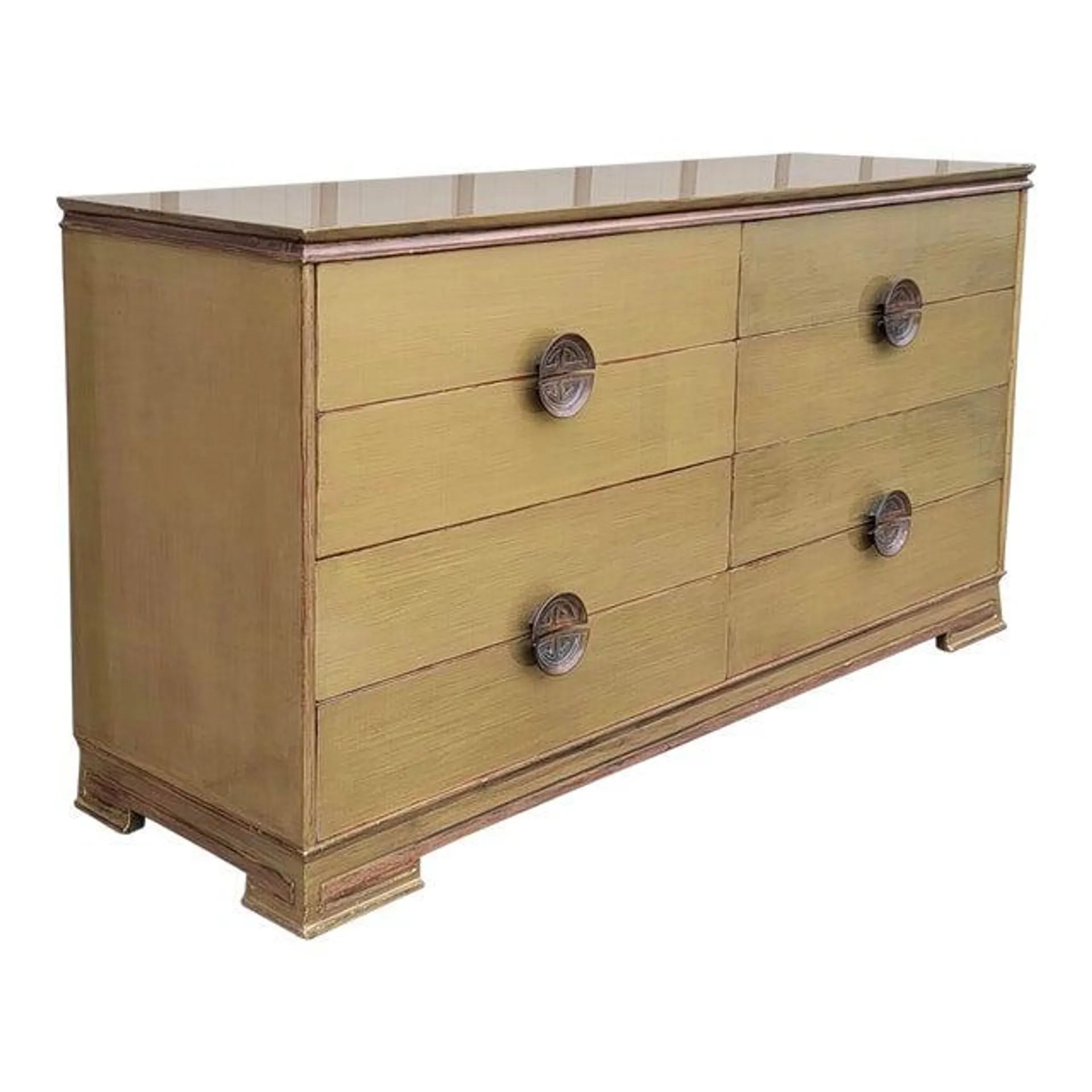 1960s Mid-Century Modern Gilt Lacquered Lowboy Dresser Attributed to James Mont