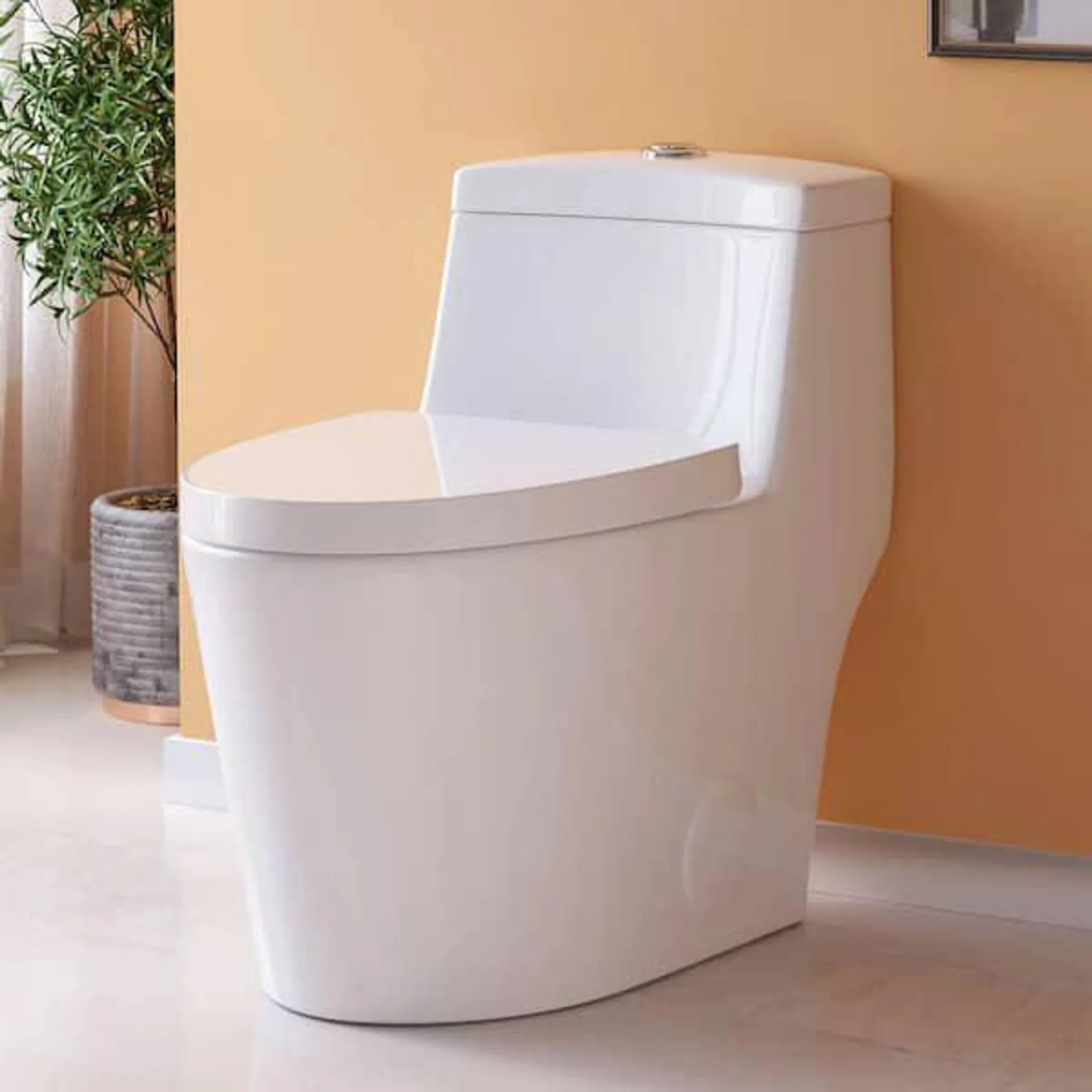 1-piece 0.8/1.28 GPF Dual Flush Elongated Toilet in White, Seat Included