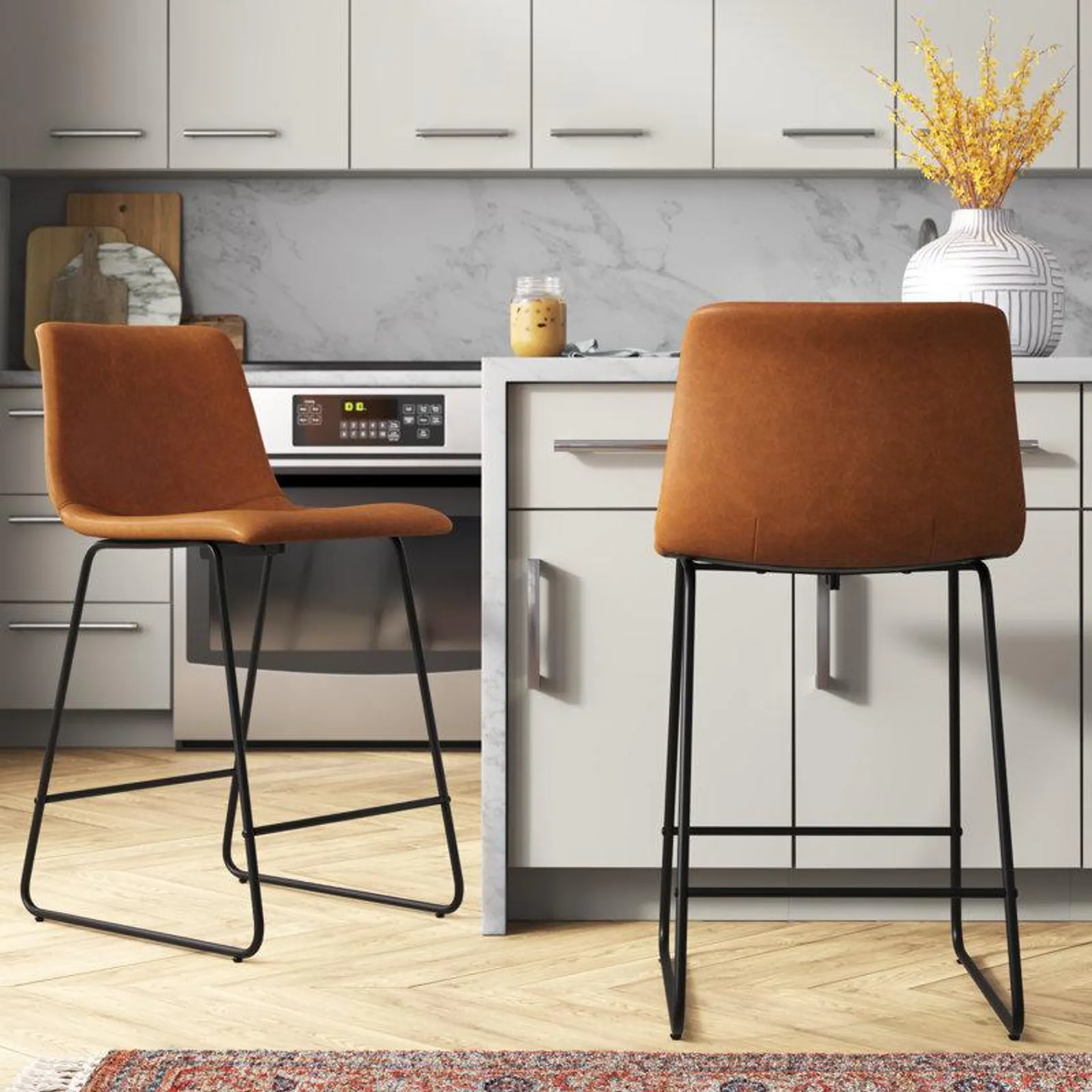 Liekele Upholstered Counter Height Modern Dining Stools by Flash Furniture