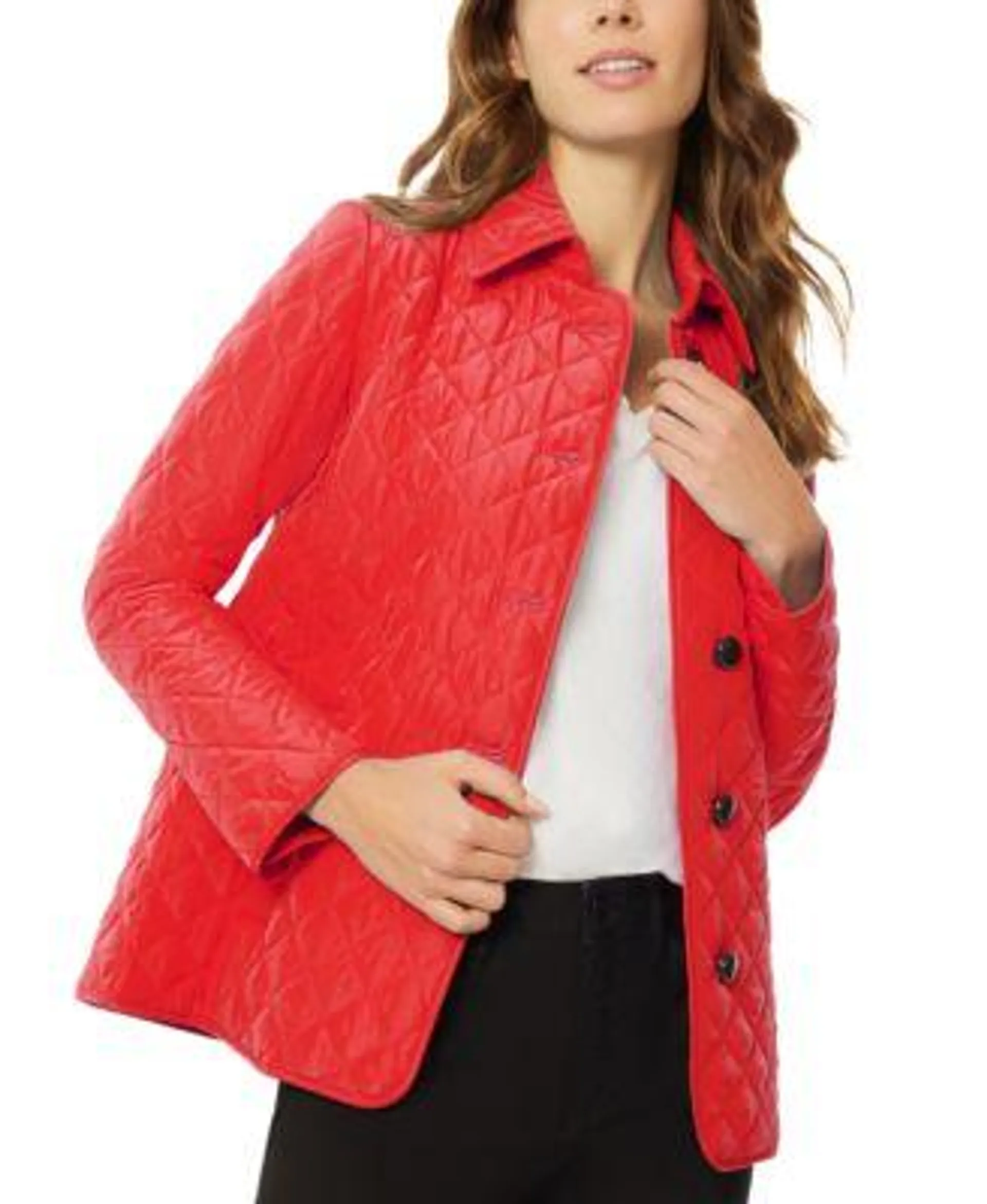 Women's Diamond-Quilted Button-Up Jacket