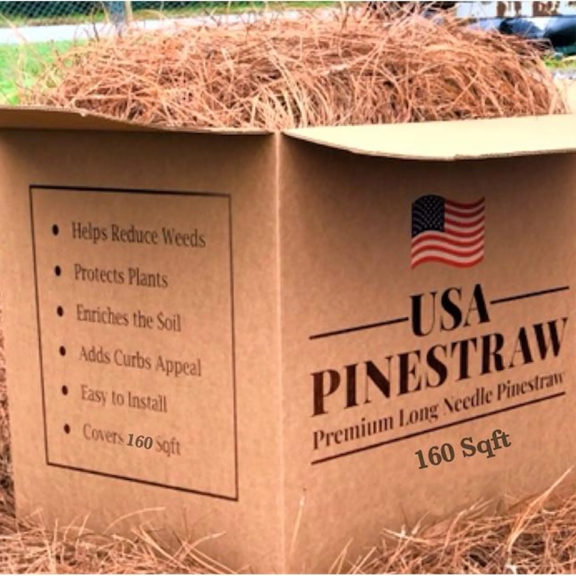 USA Pinestraw Long Leaf Pine Needles 160 sq. ft. (at 2-in to 3-in depth)