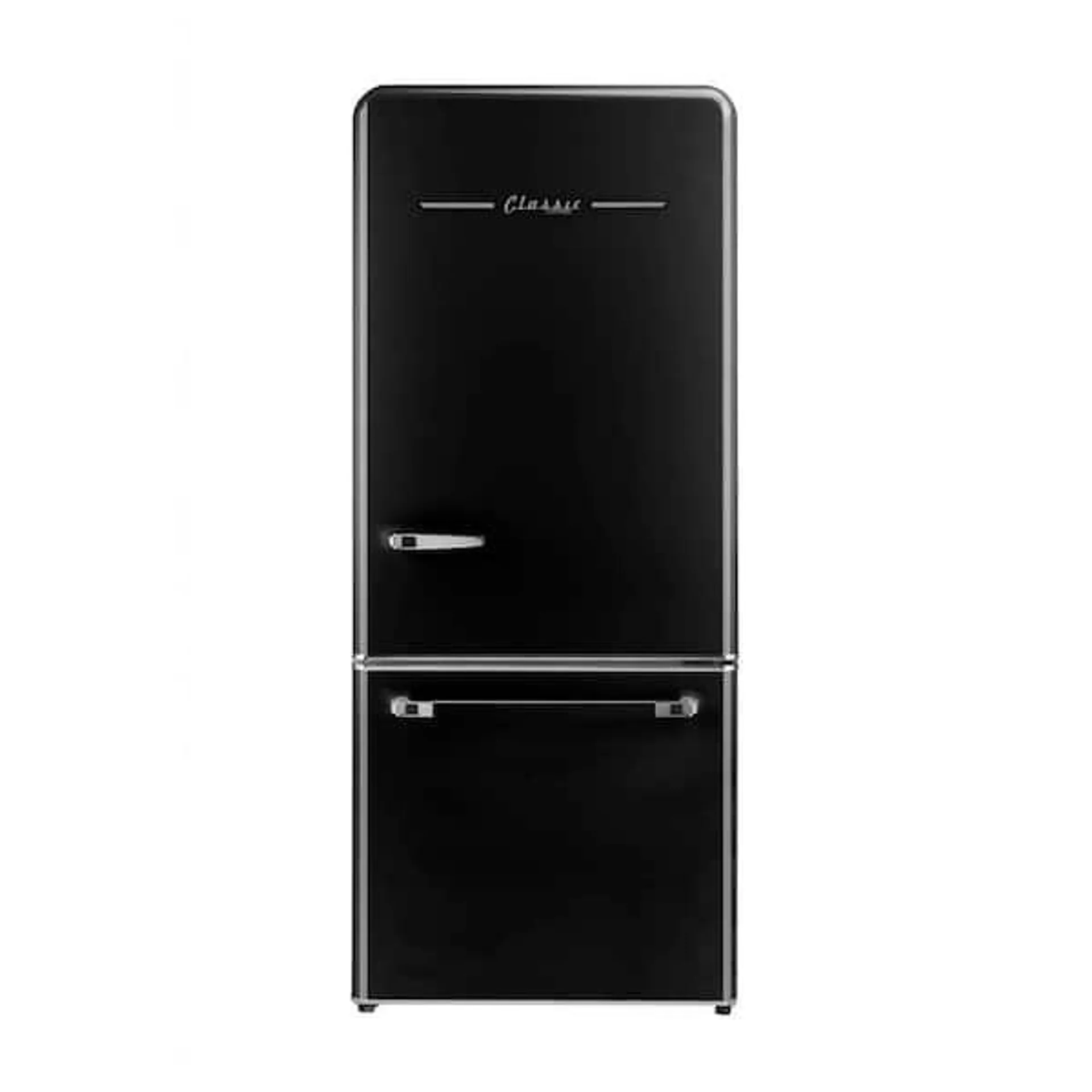 Classic Retro 30 in 17.7 cu. ft. Frost Free Retro Bottom Freezer Refrigerator in Midnight Black, ENERGY STAR